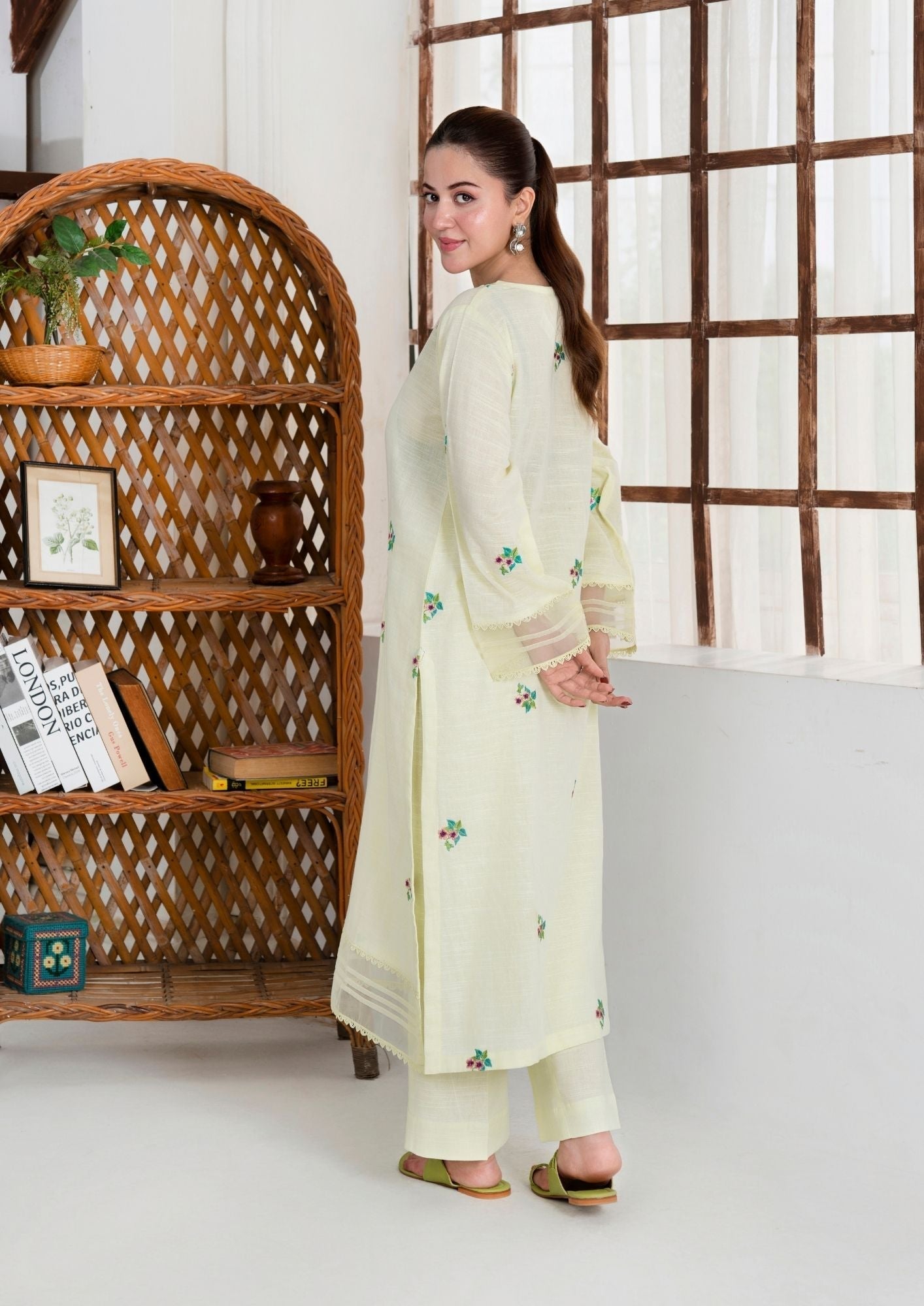 khaddar Kurta Set in Ghost white