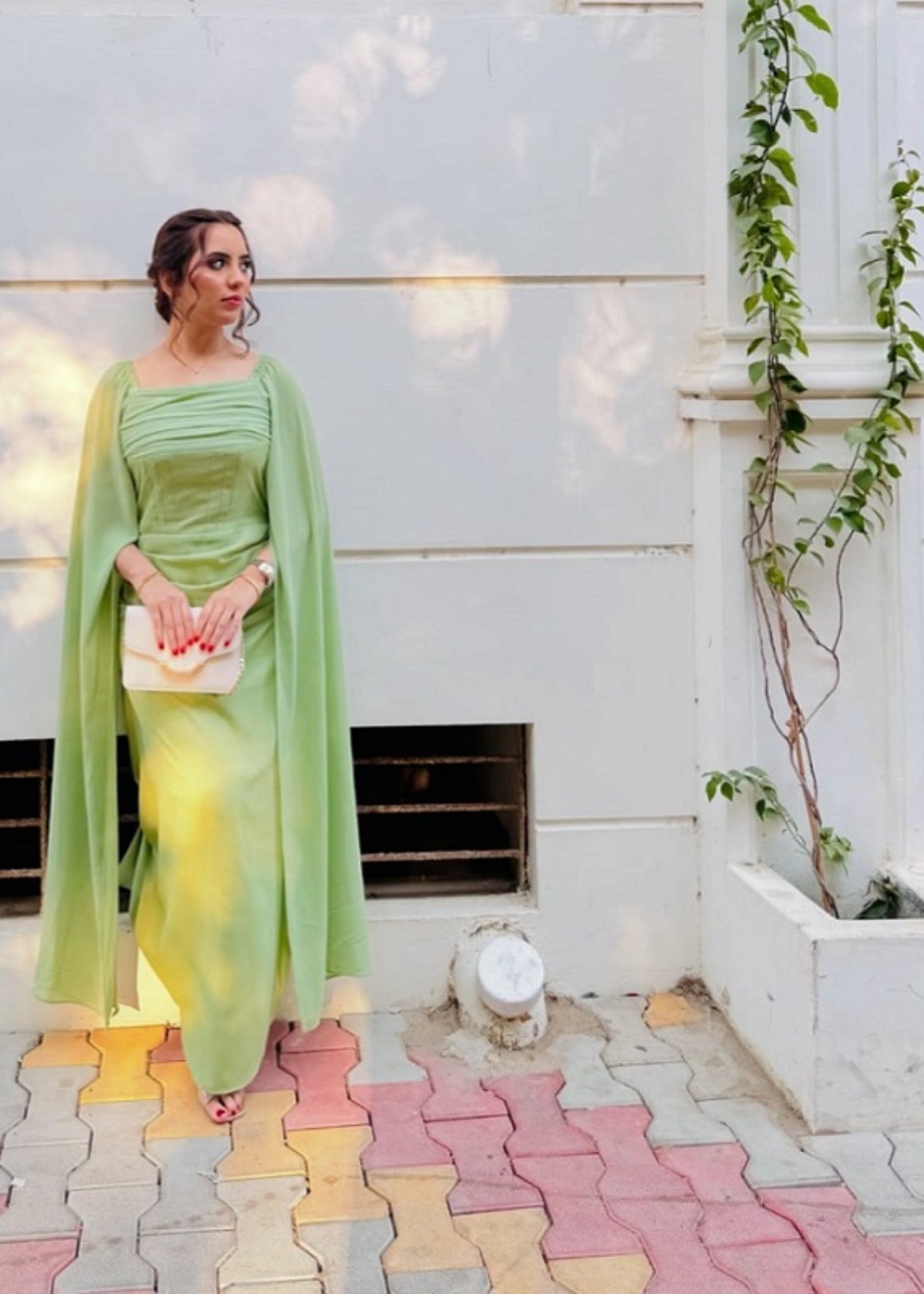 georgette chiffon Dress in Mint green