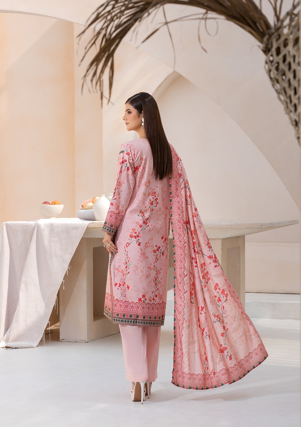 linen Kurta Set in Pink