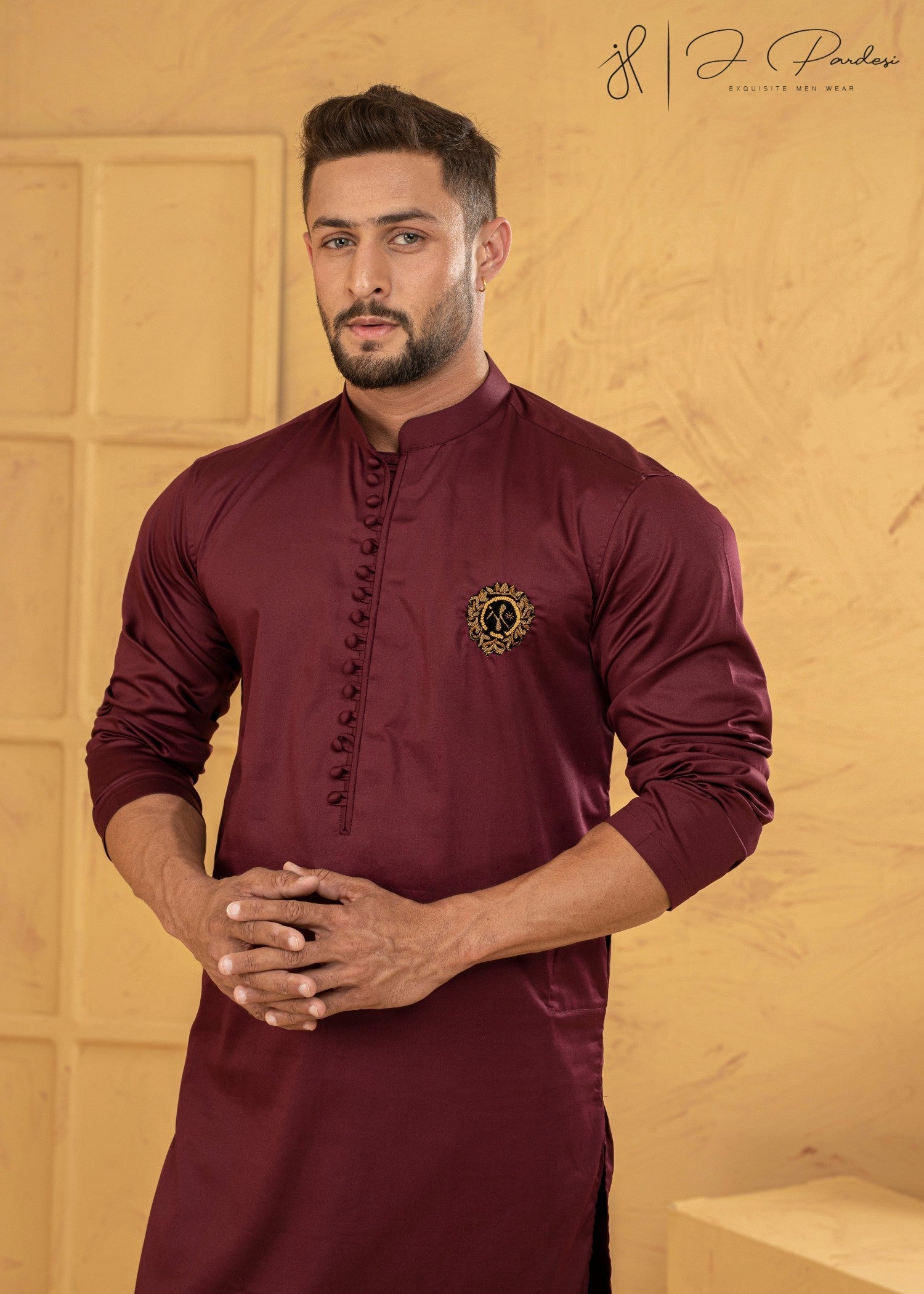 cotton satin Kurta Set in Maroon