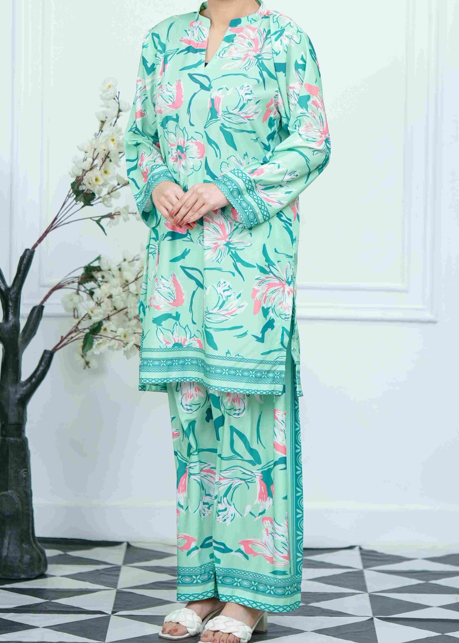 crepe Co Ord Sets in Mint green
