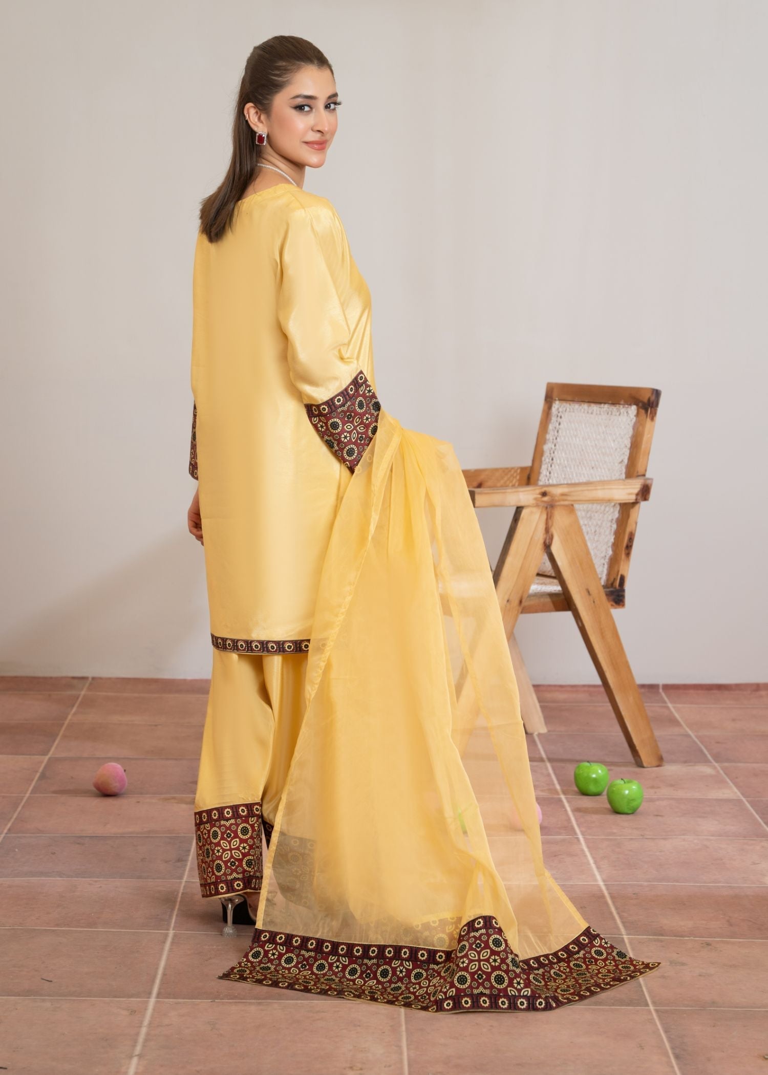 poly silk Kurta Set in Mari gold