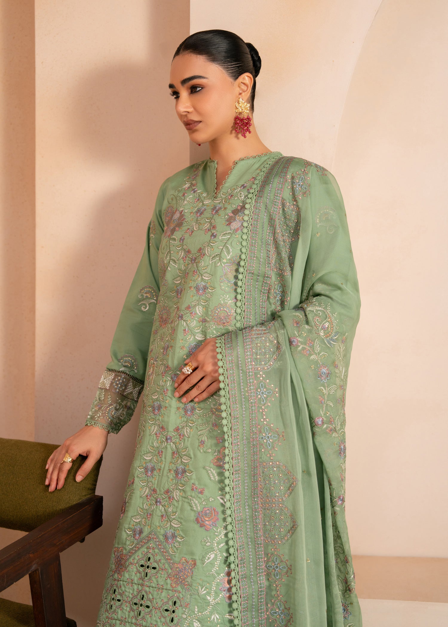 viscose Unstitched in Pistachio green