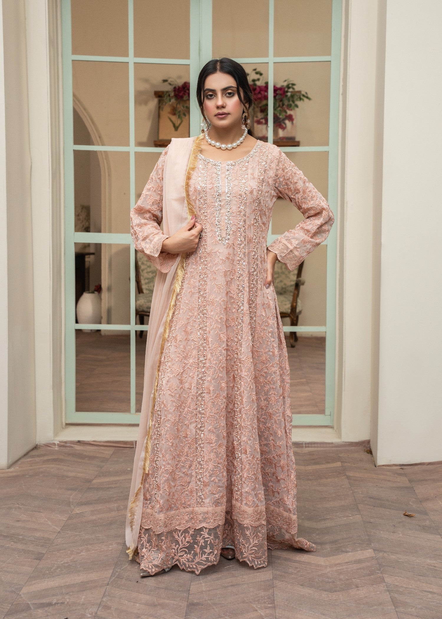 chiffon Maxi in Peach orange