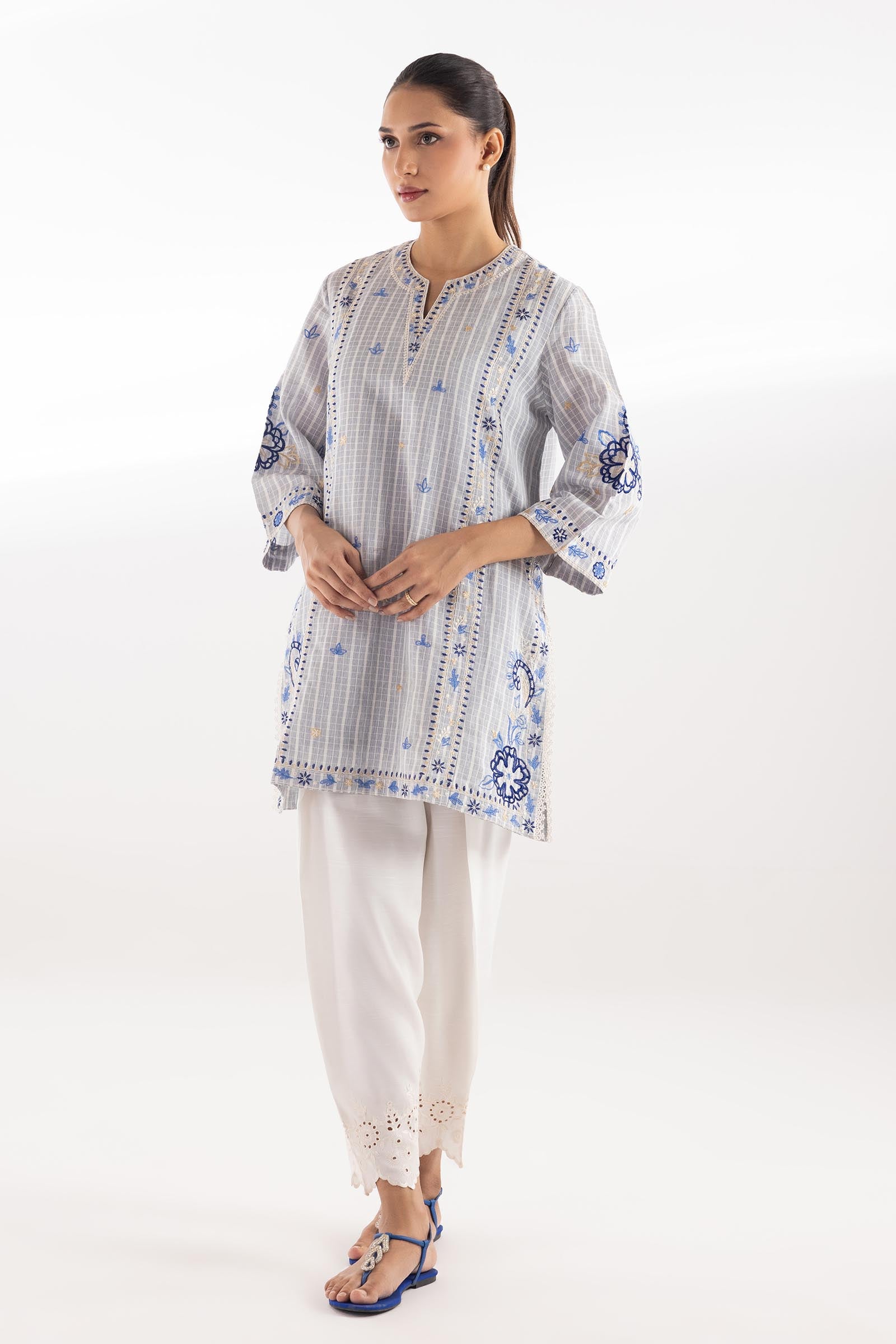 chambray Kurti in Light blue