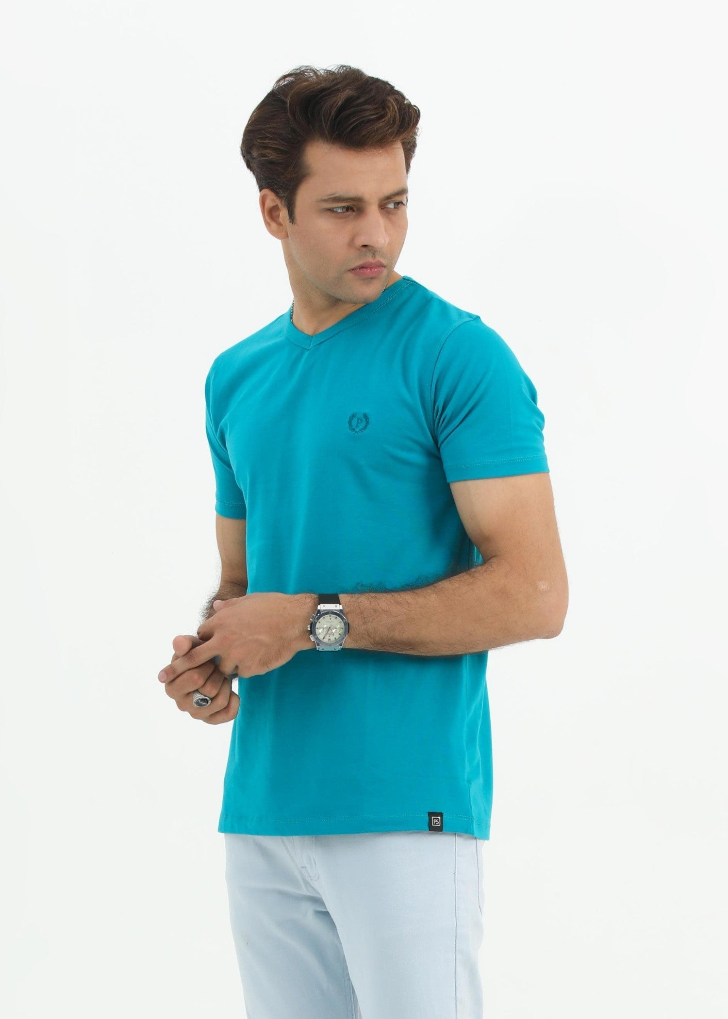 single jersey knit T Shirt in Turquoise