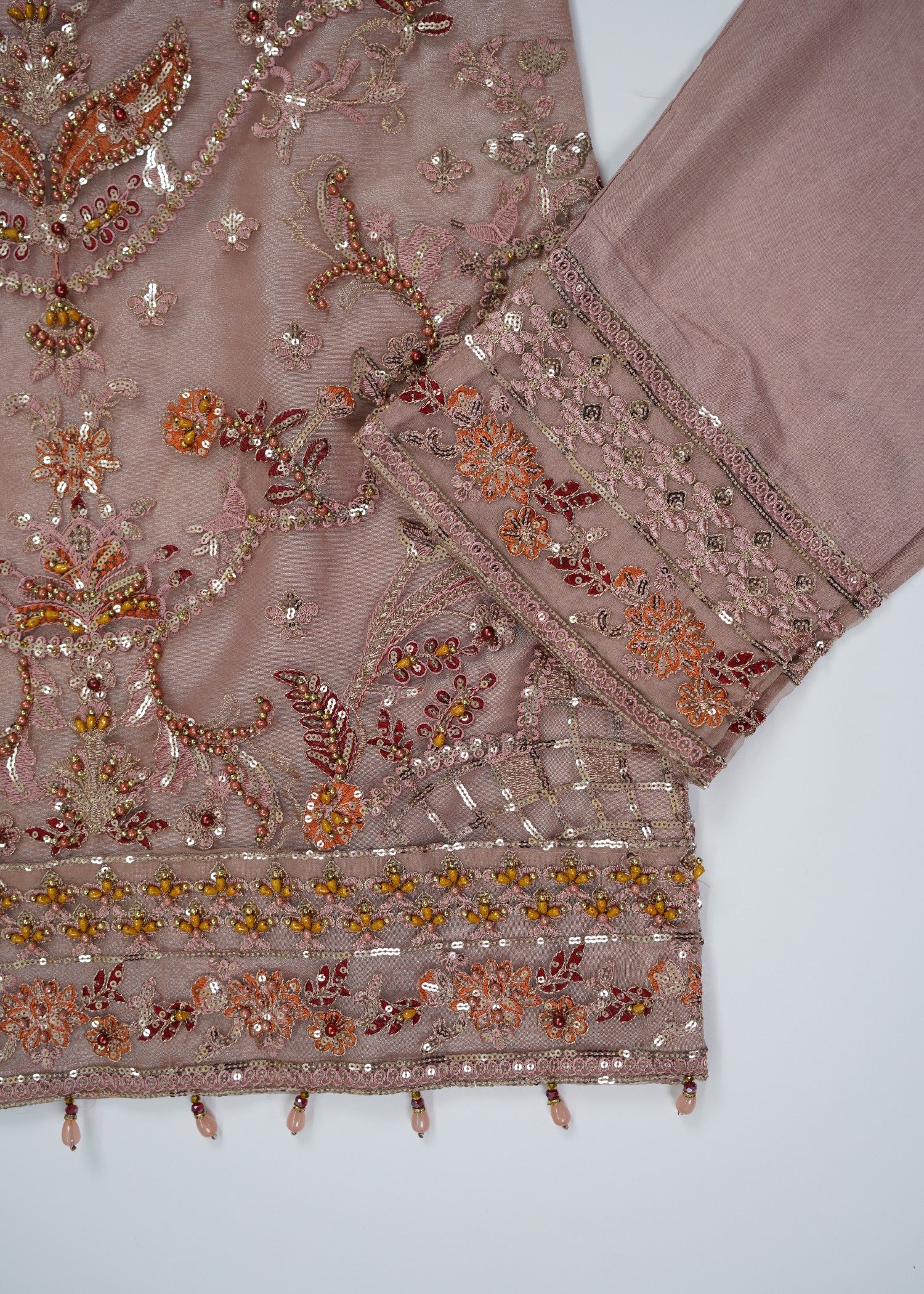 organza Kurta Set in Petal pink