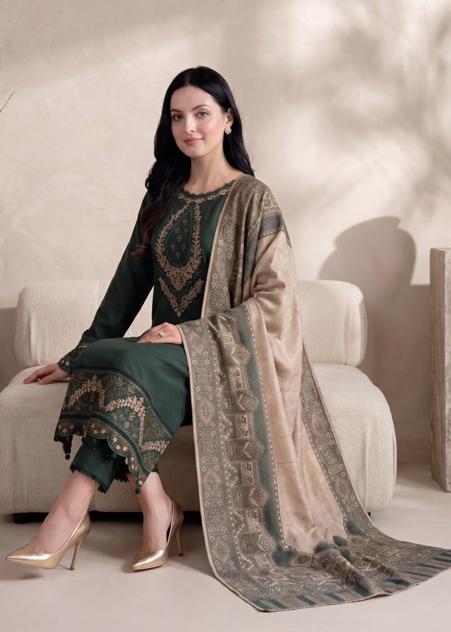 lawn Kurta Set in Green