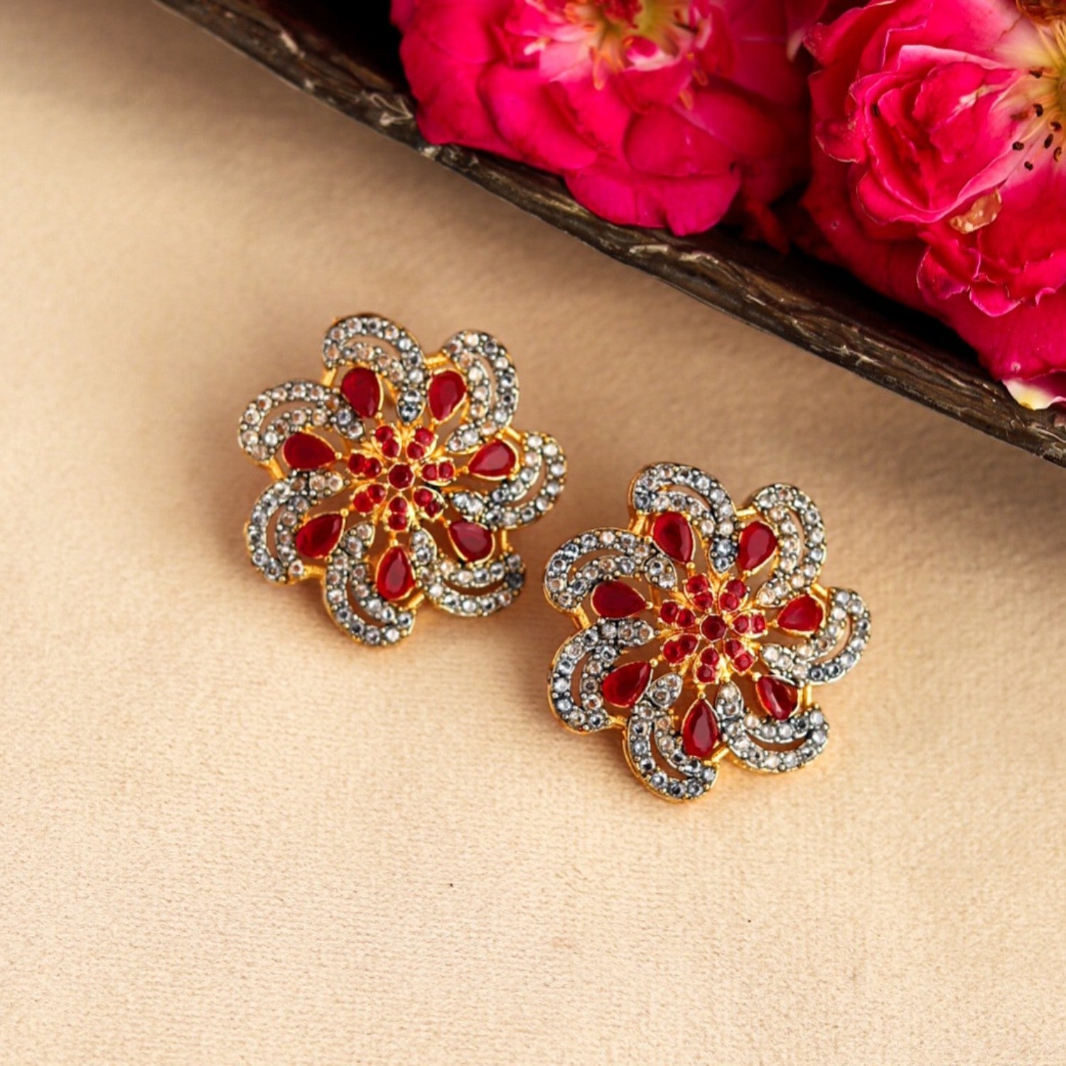 Studs in Red Color by - Trendy Women Studs LMH0623