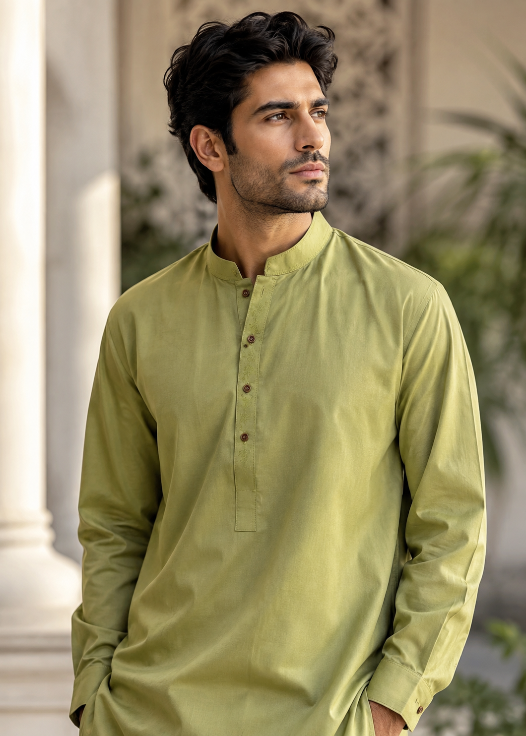 wash & wear Kurta Set in Pistachio green