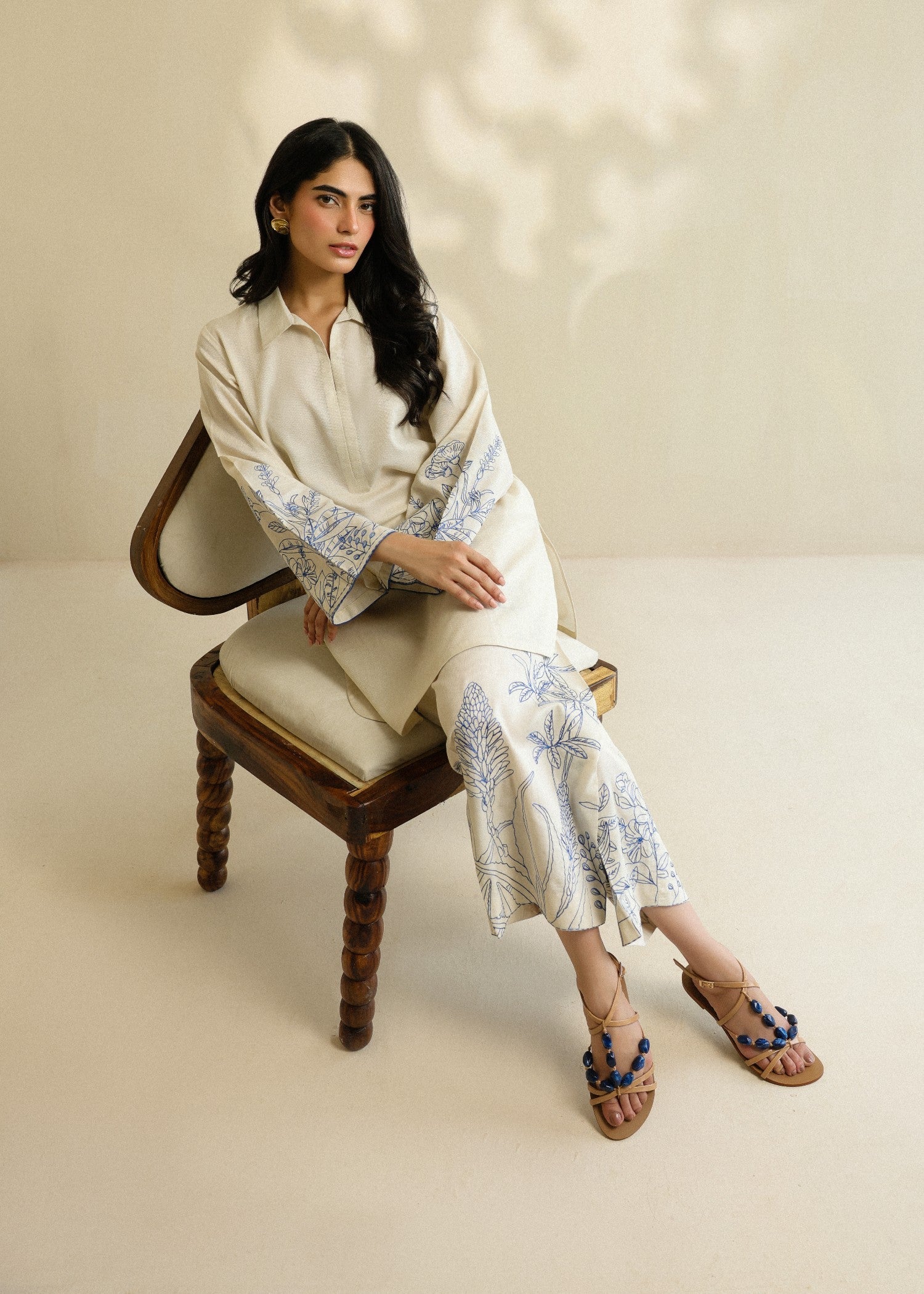 self jacquard Co Ord Sets in Ivory