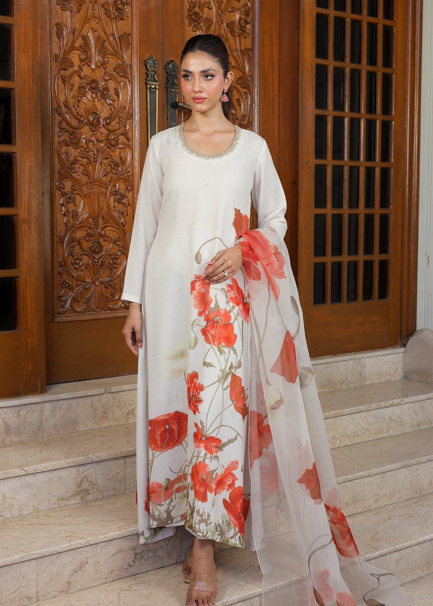 crepe Maxi in White