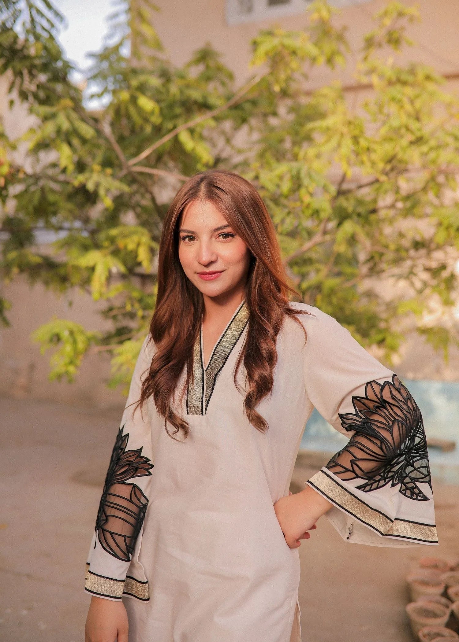 linen Kurti in Beige
