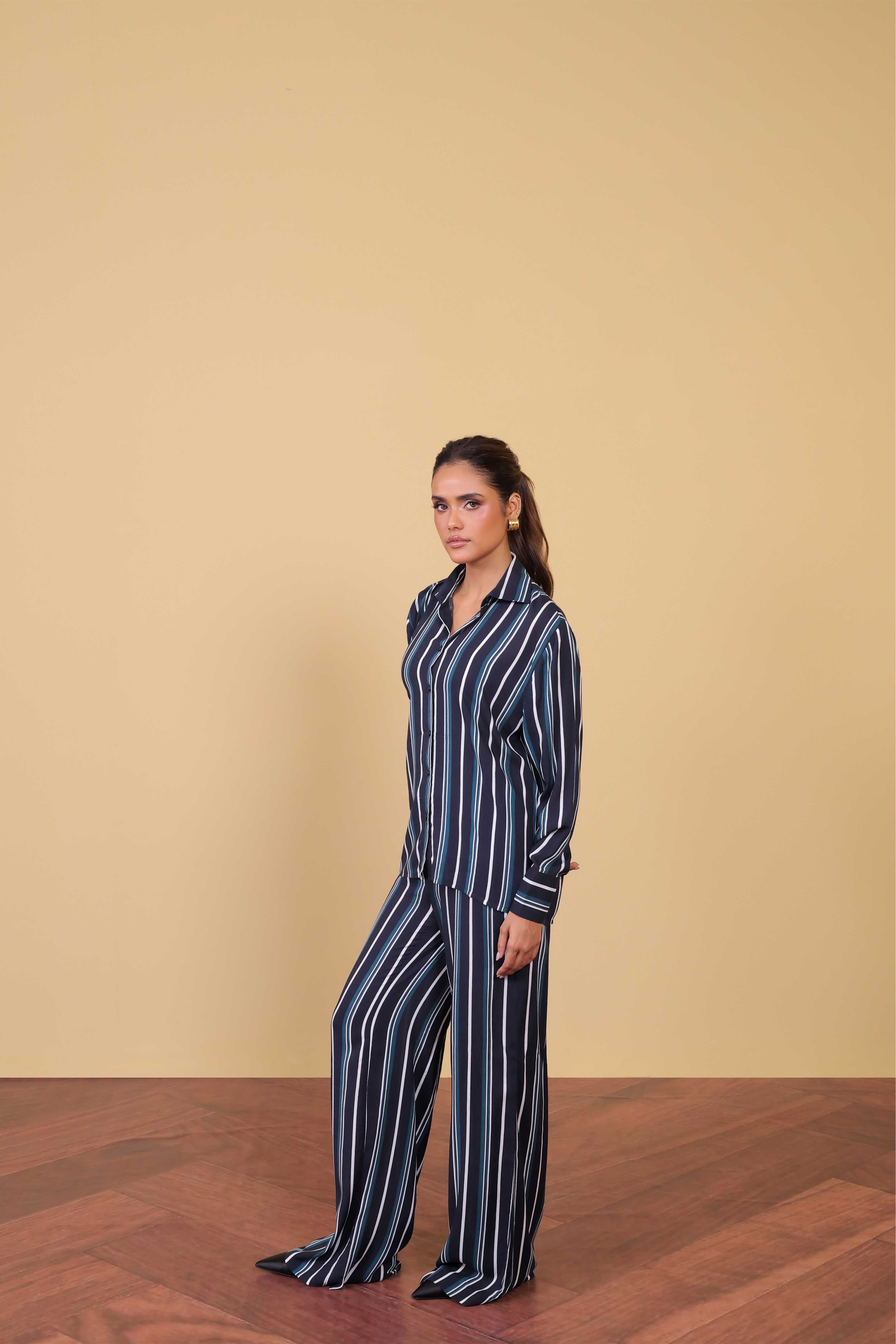 polyester nylon Co Ord Sets in Navy blue