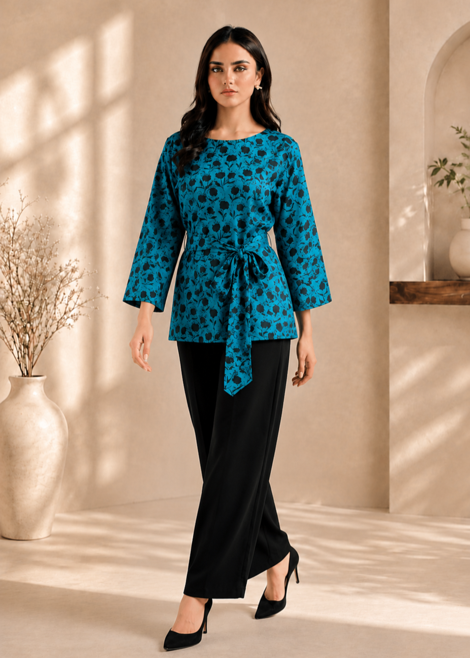 linen Top in Teal