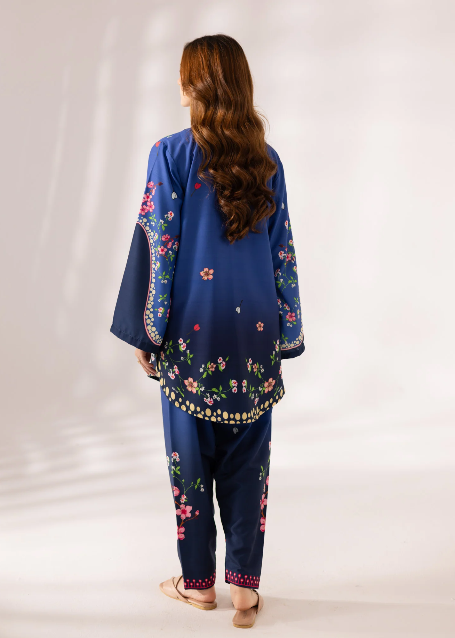 blended khaddar Kurta Set in Navy blue, midnight blue