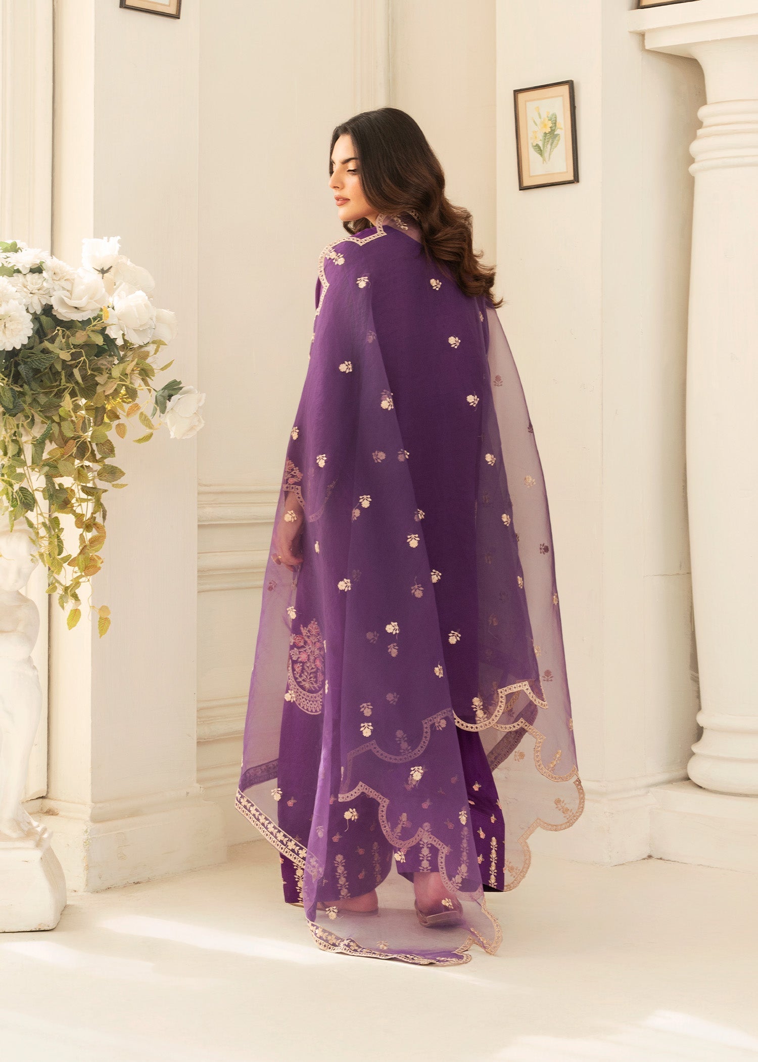 kattan silk Kurta Set in Purple heart