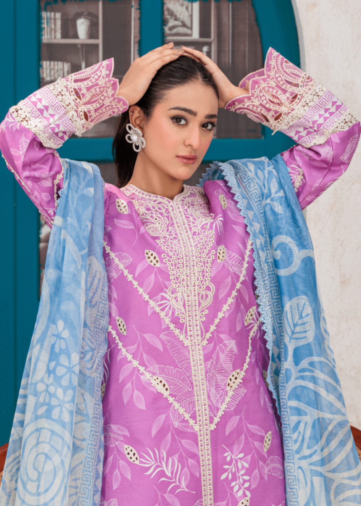 lawn Kurta Set in Orchid