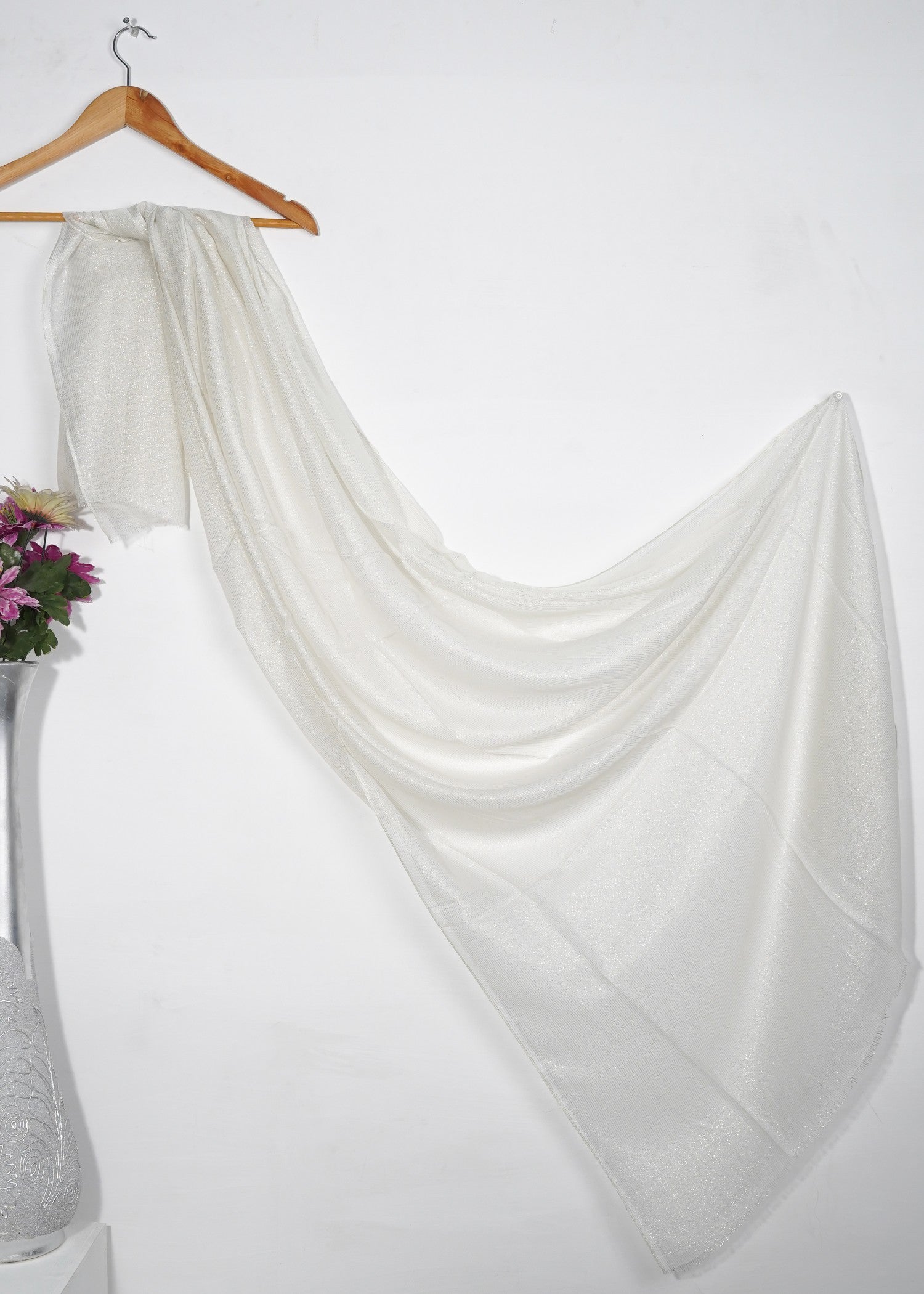 zari lawn Hijab in White