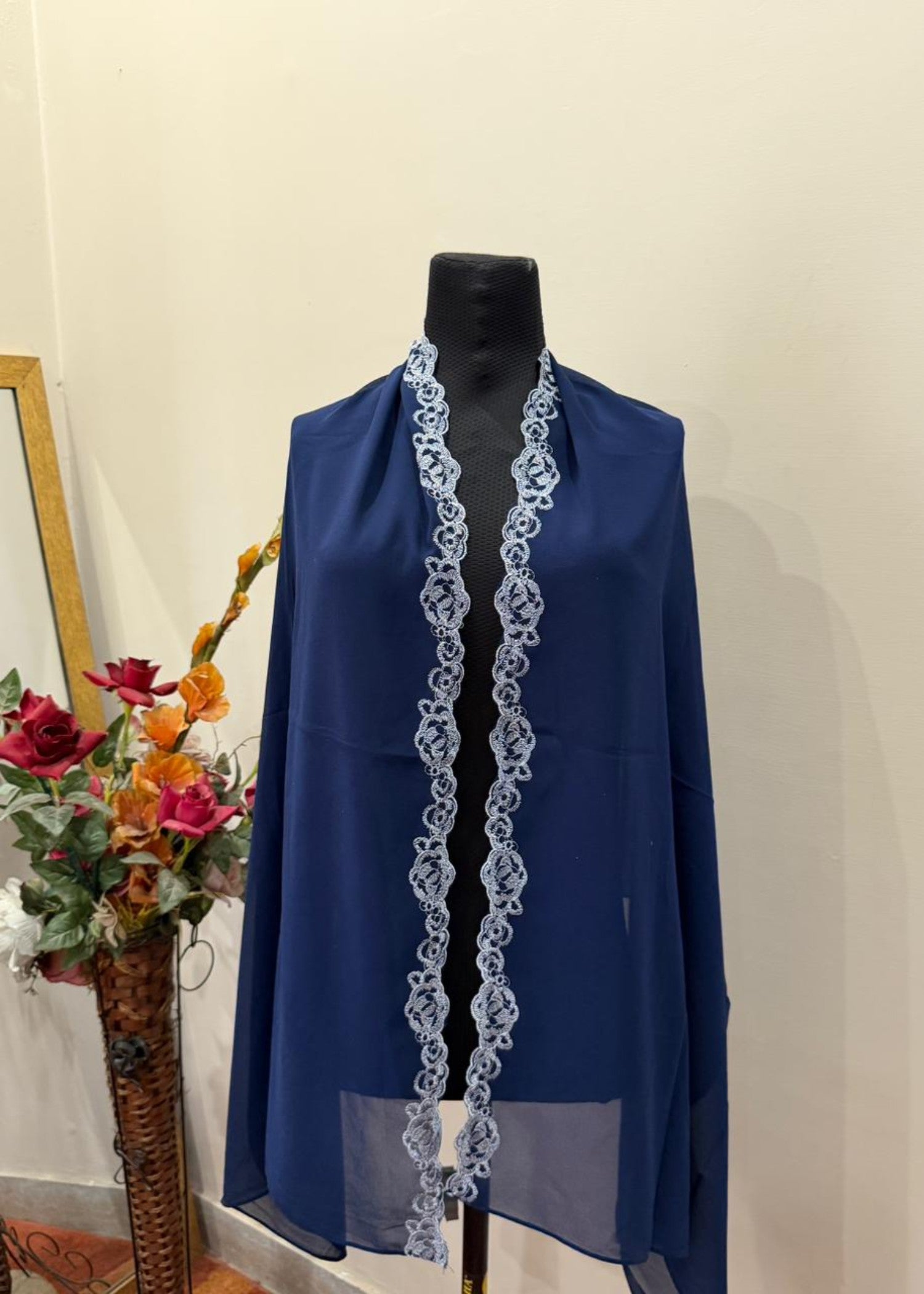 georgette chiffon Hijab in Blue jay