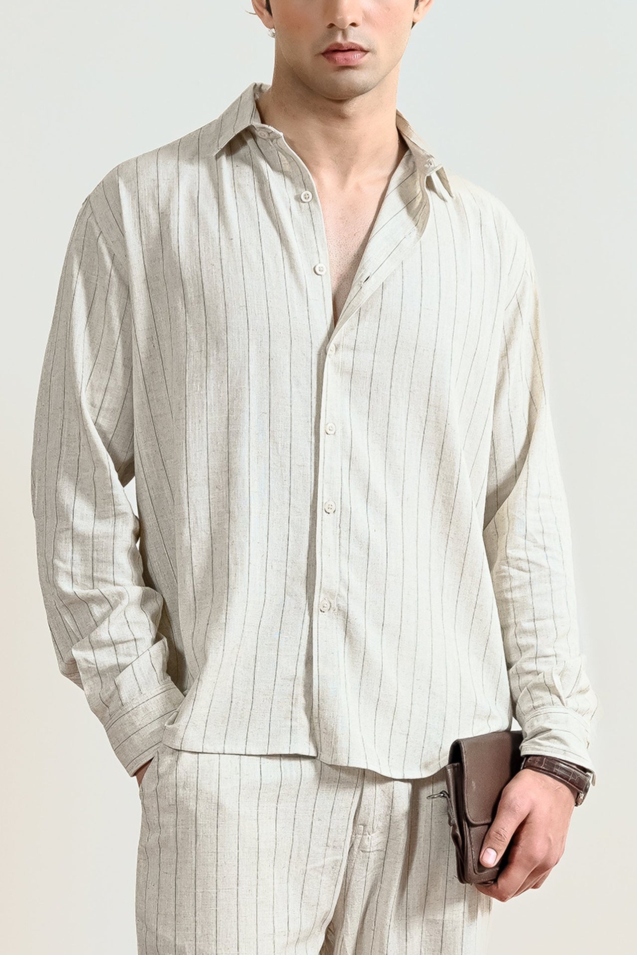 linen Casual Shirt in Ivory