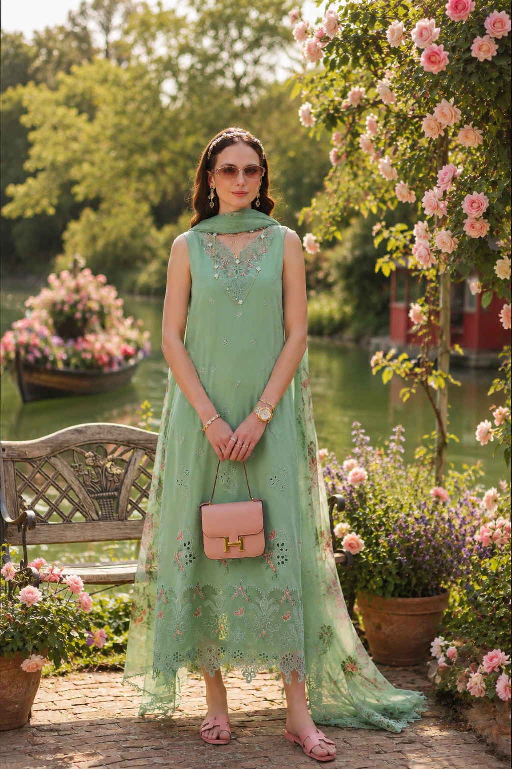 Noor Eid Printskhas Lawn – D9 – Aqua Minté