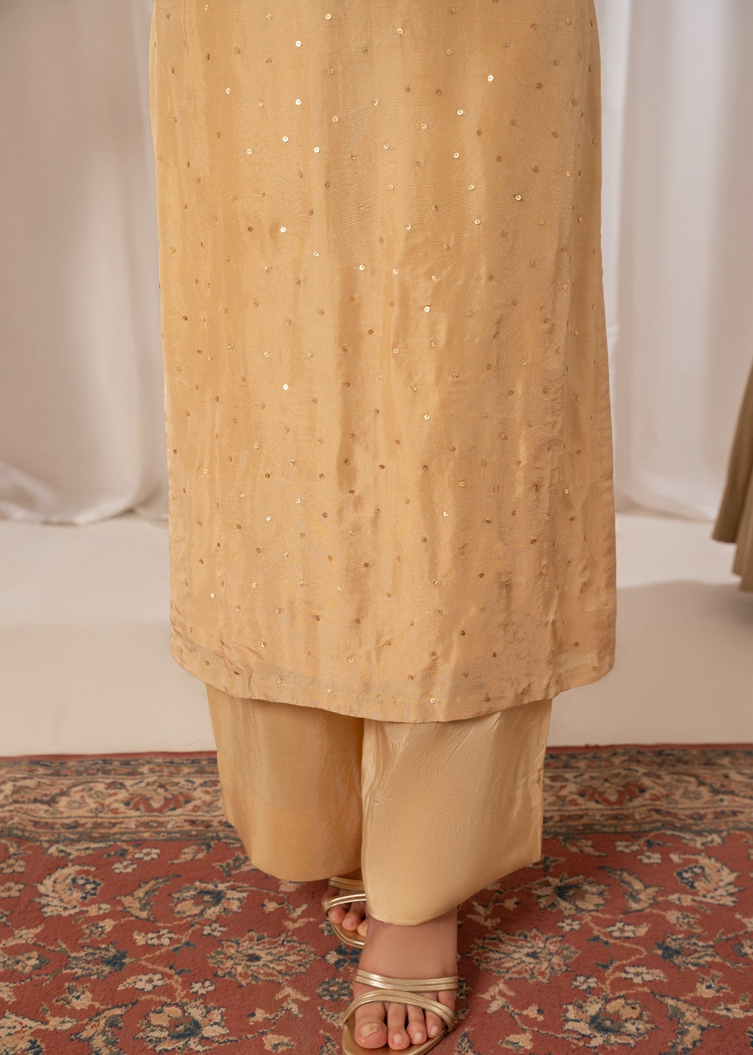 tussar silk Kurta Set in Gold