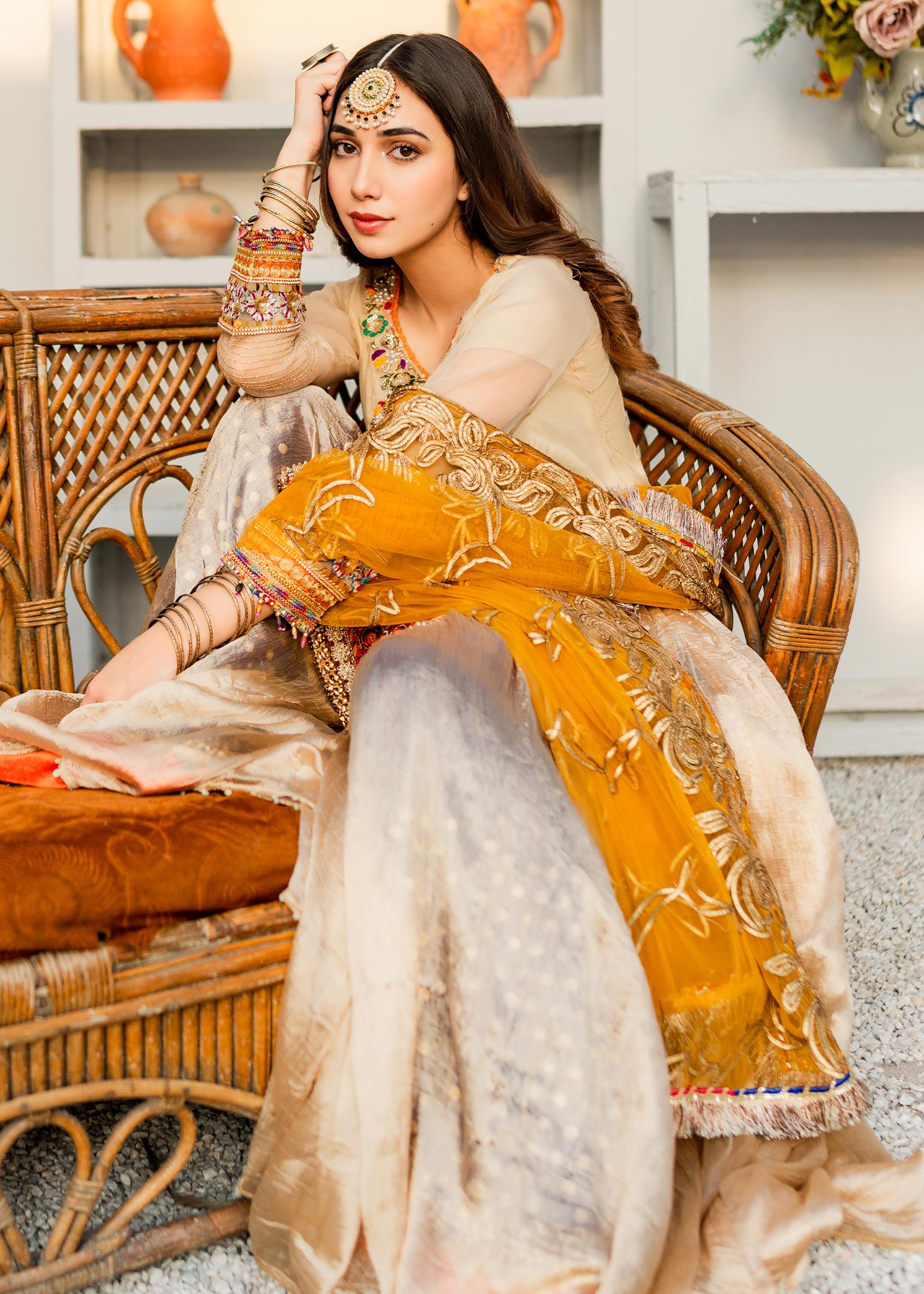 masuri Sharara in Beige