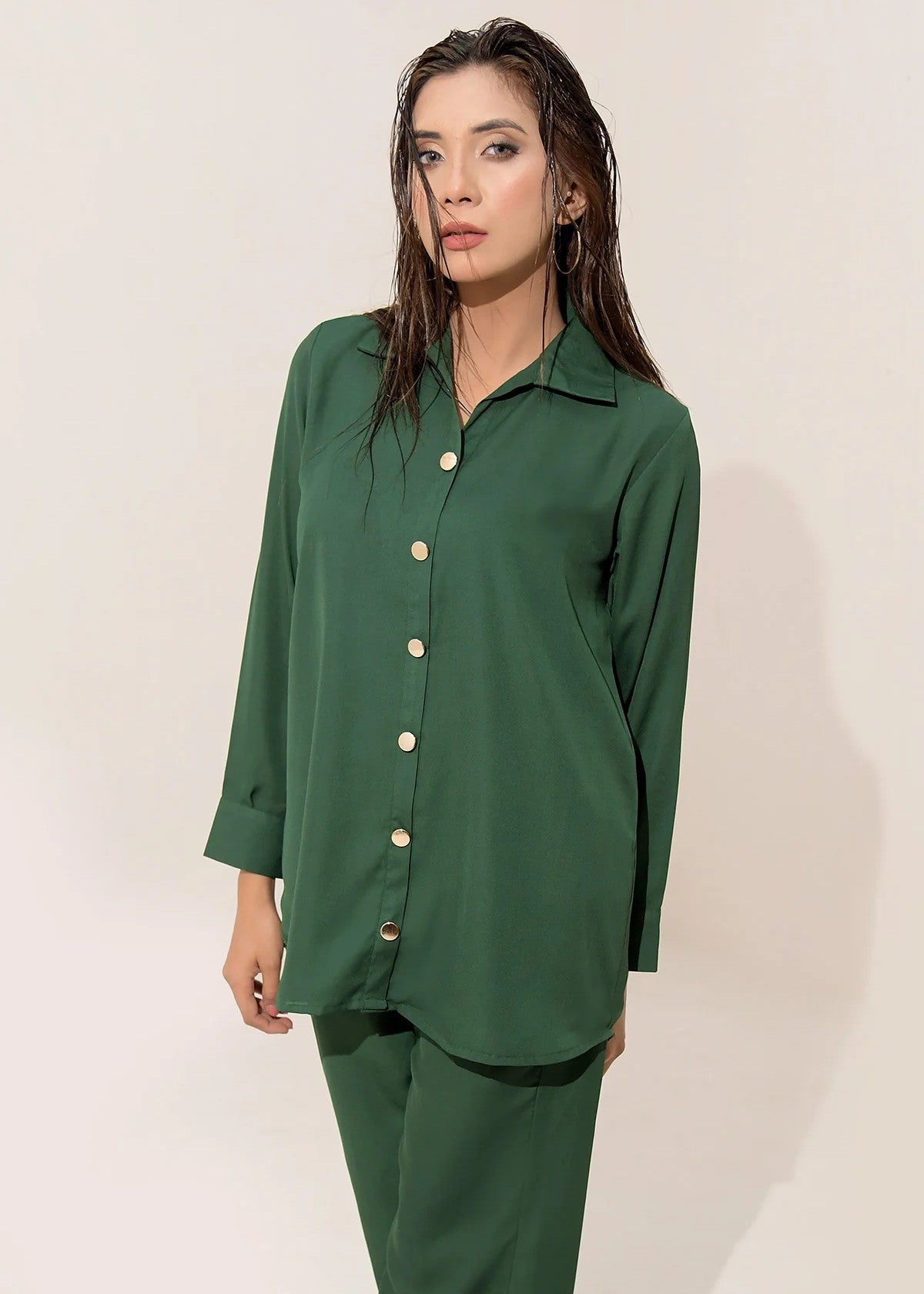 georgette Co Ord Sets in Bottle green