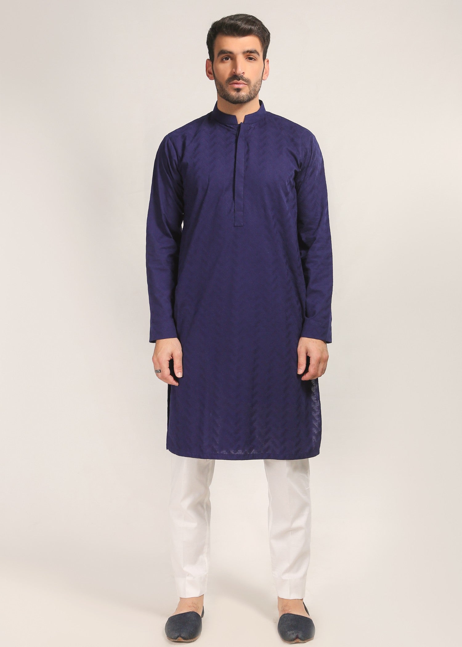 schiffli Kurta in Blue