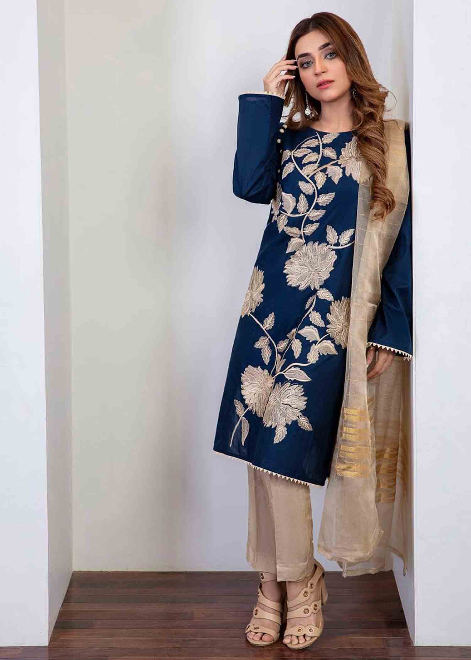 lawn Kurti in Blue