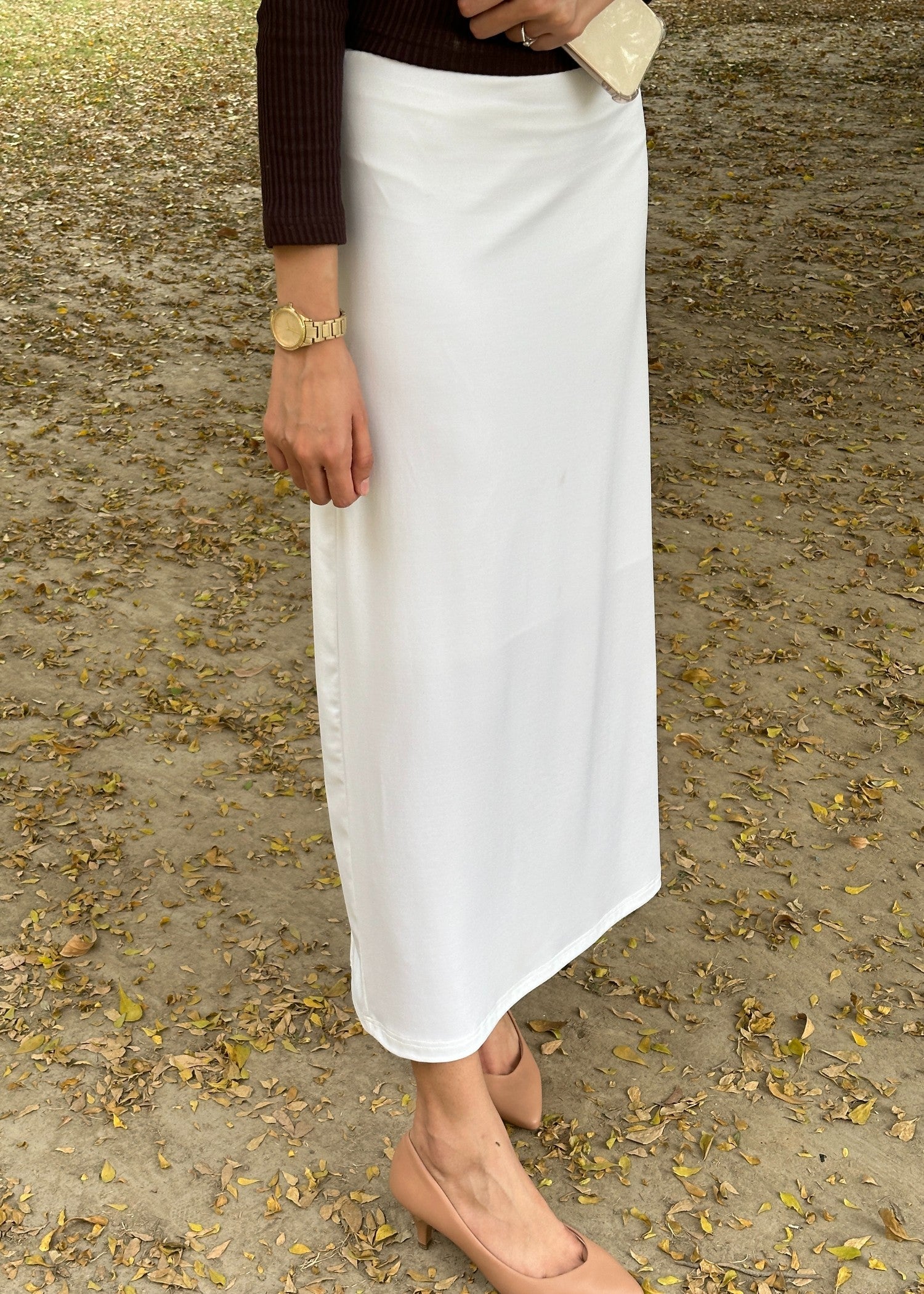 interlock knit Skirt in Off-white