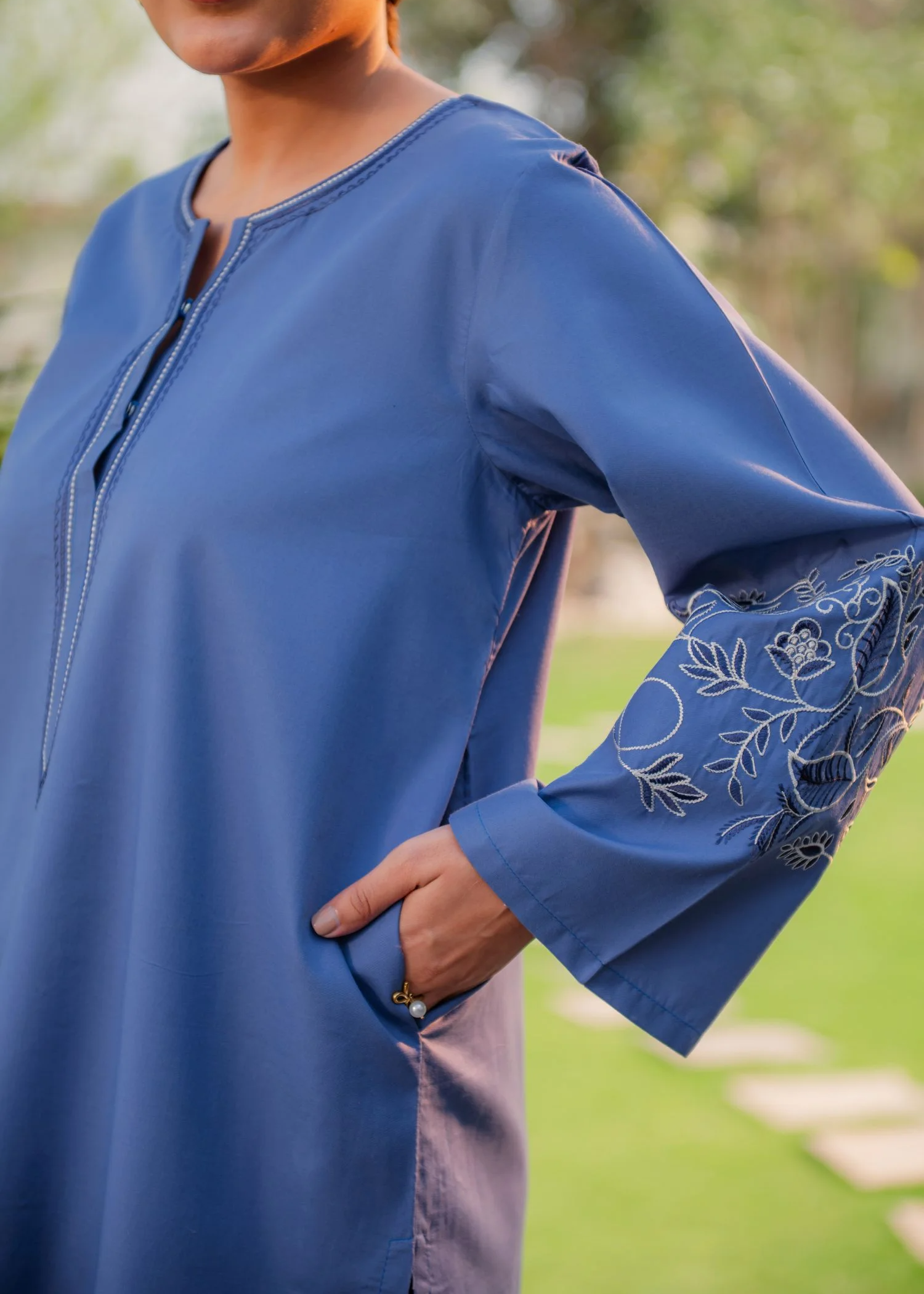 pure cotton Kurta Set in Royal blue