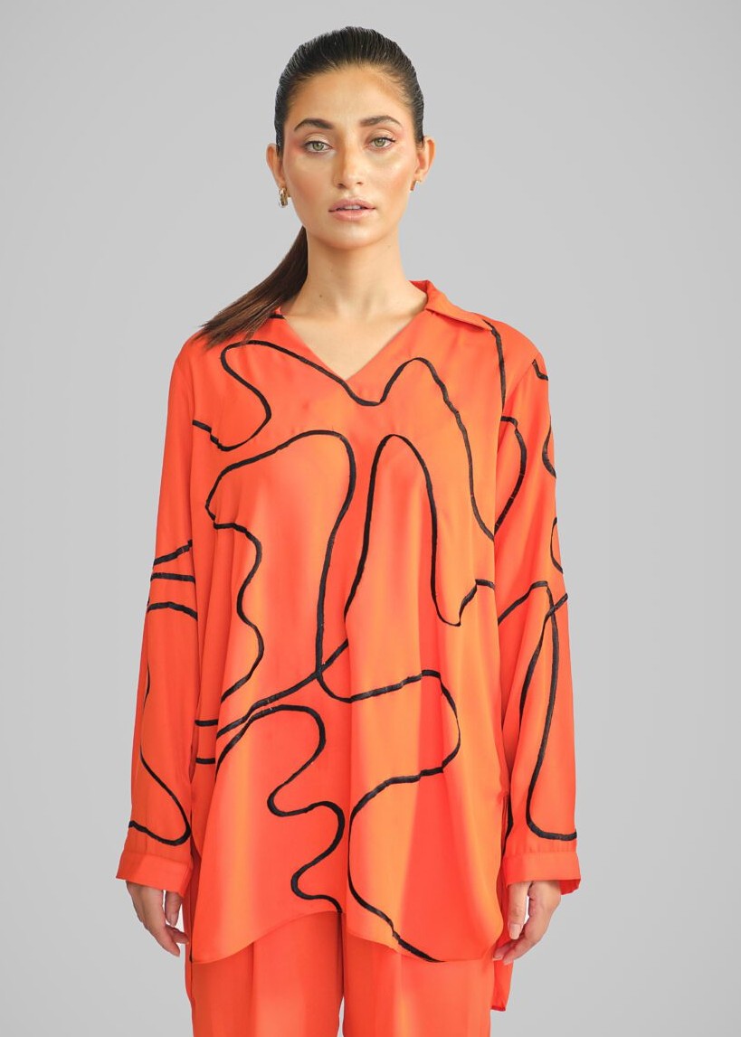 georgette Co Ord Sets in Pumpkin orange