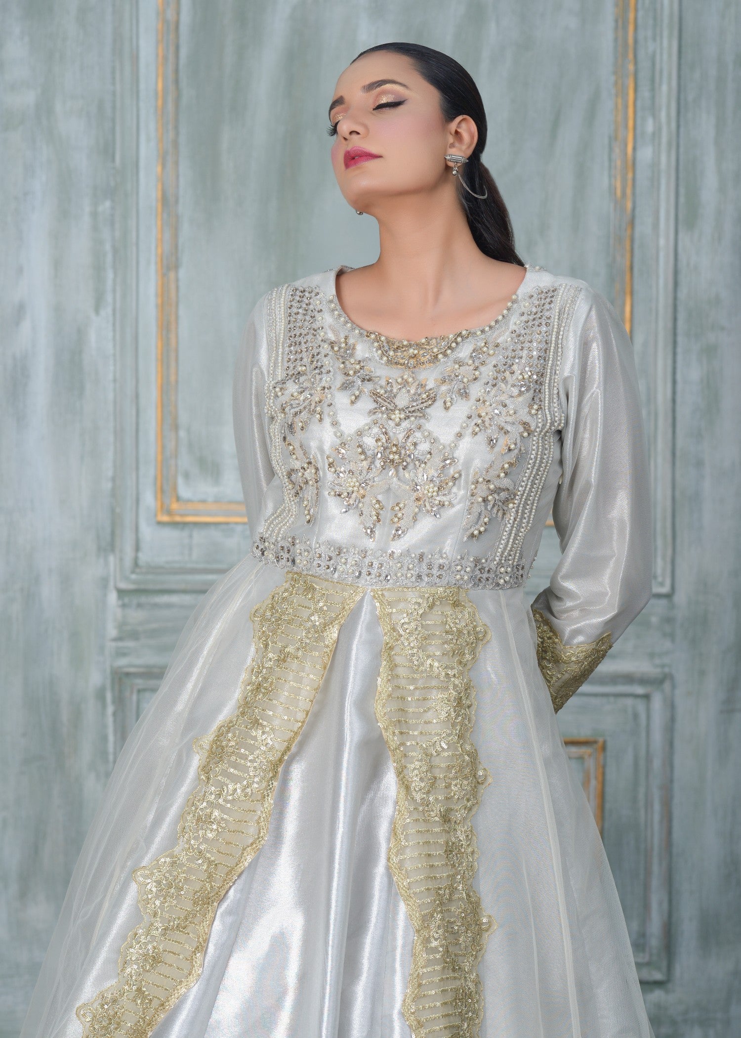 net Maxi in Off-white, silver