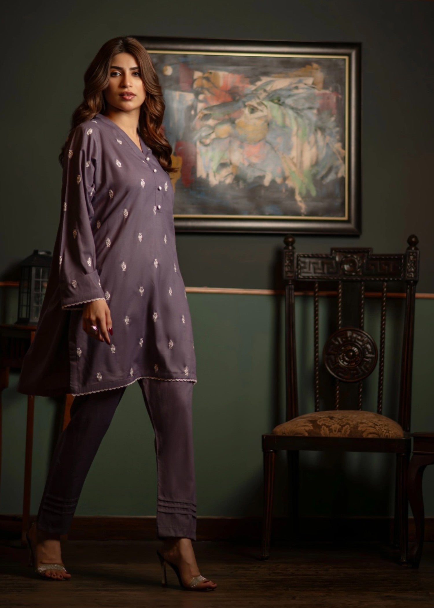 wash & wear Kurta Set in Mauve