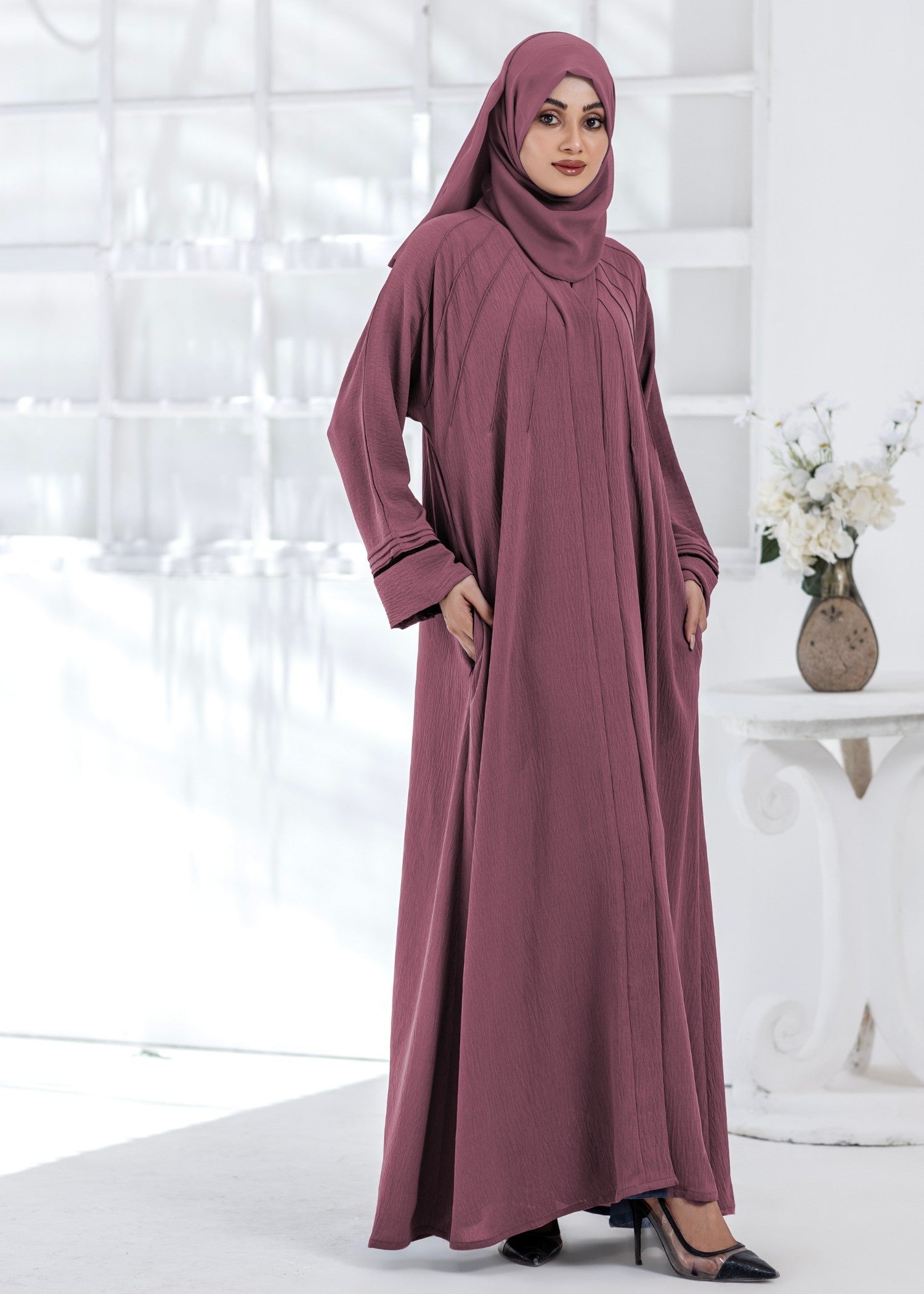 georgette Abaya in Plum