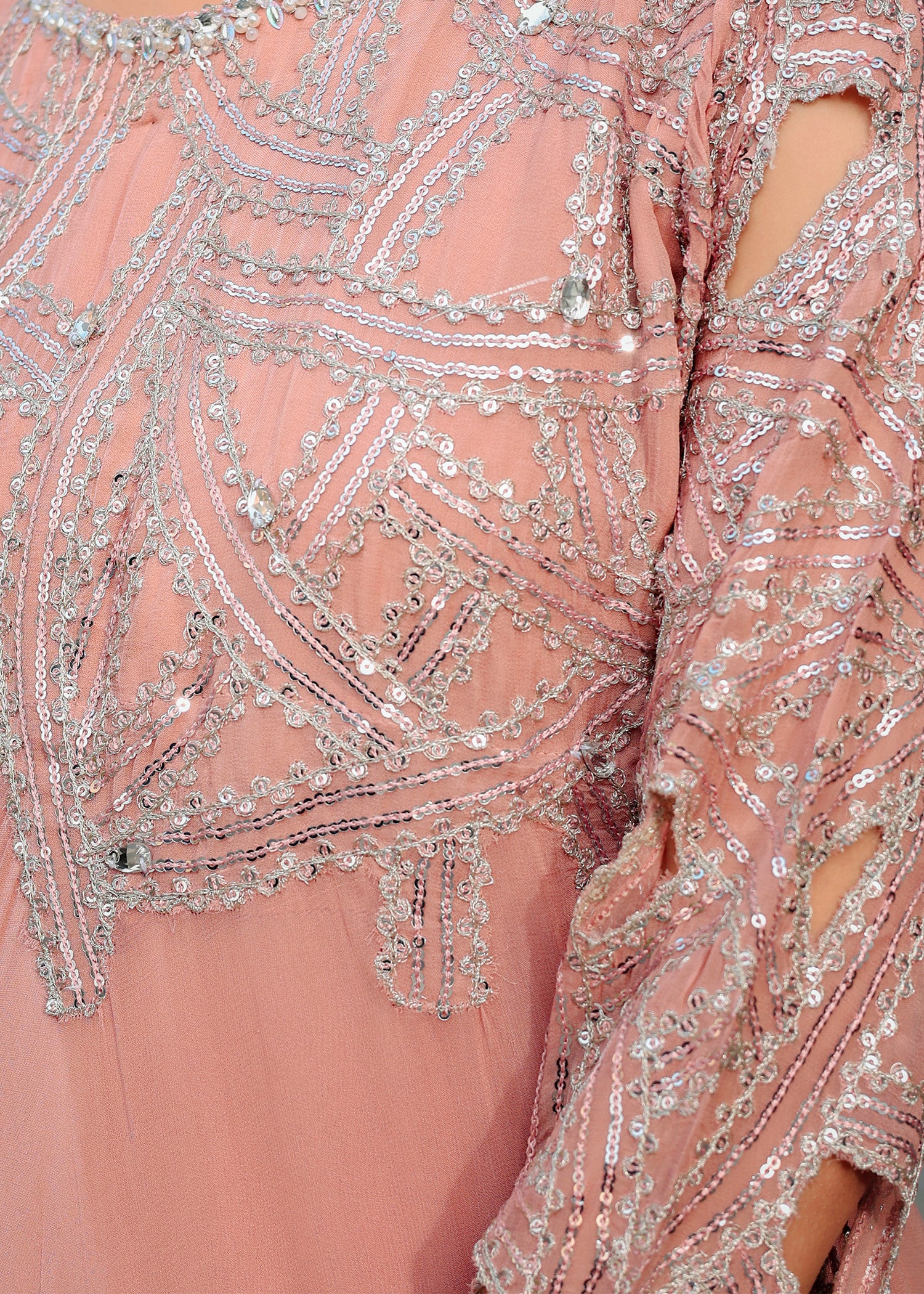 chiffon Short Frock in Peach orange