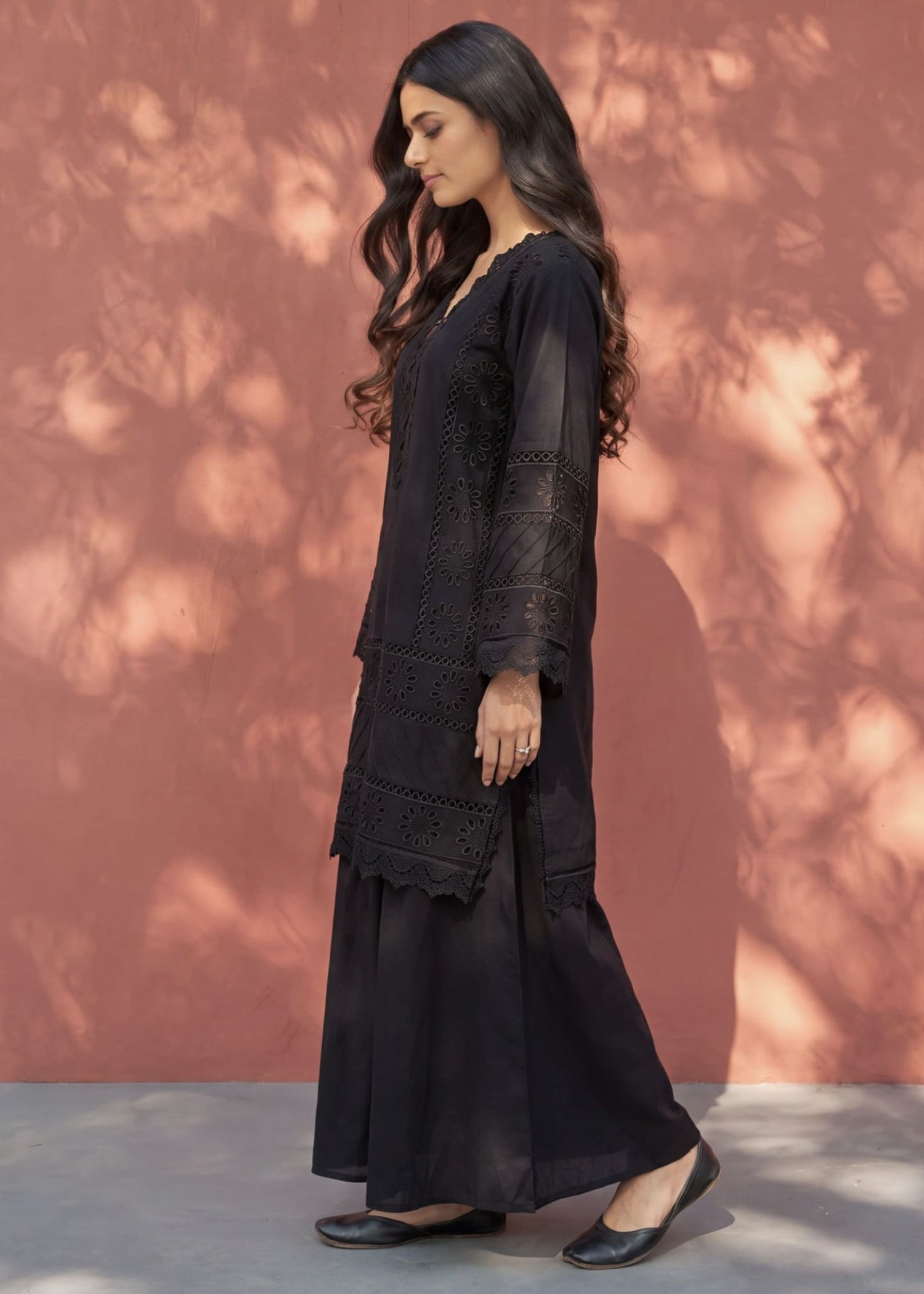 lawn Sharara in Black