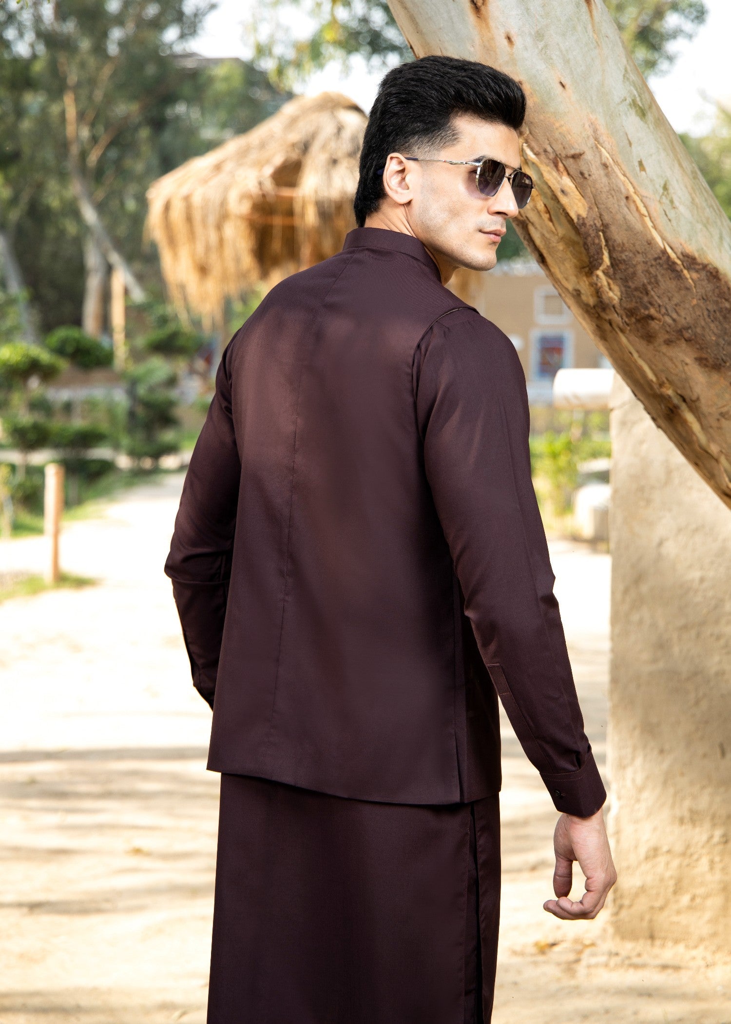 wash & wear Waistcoat in Plum