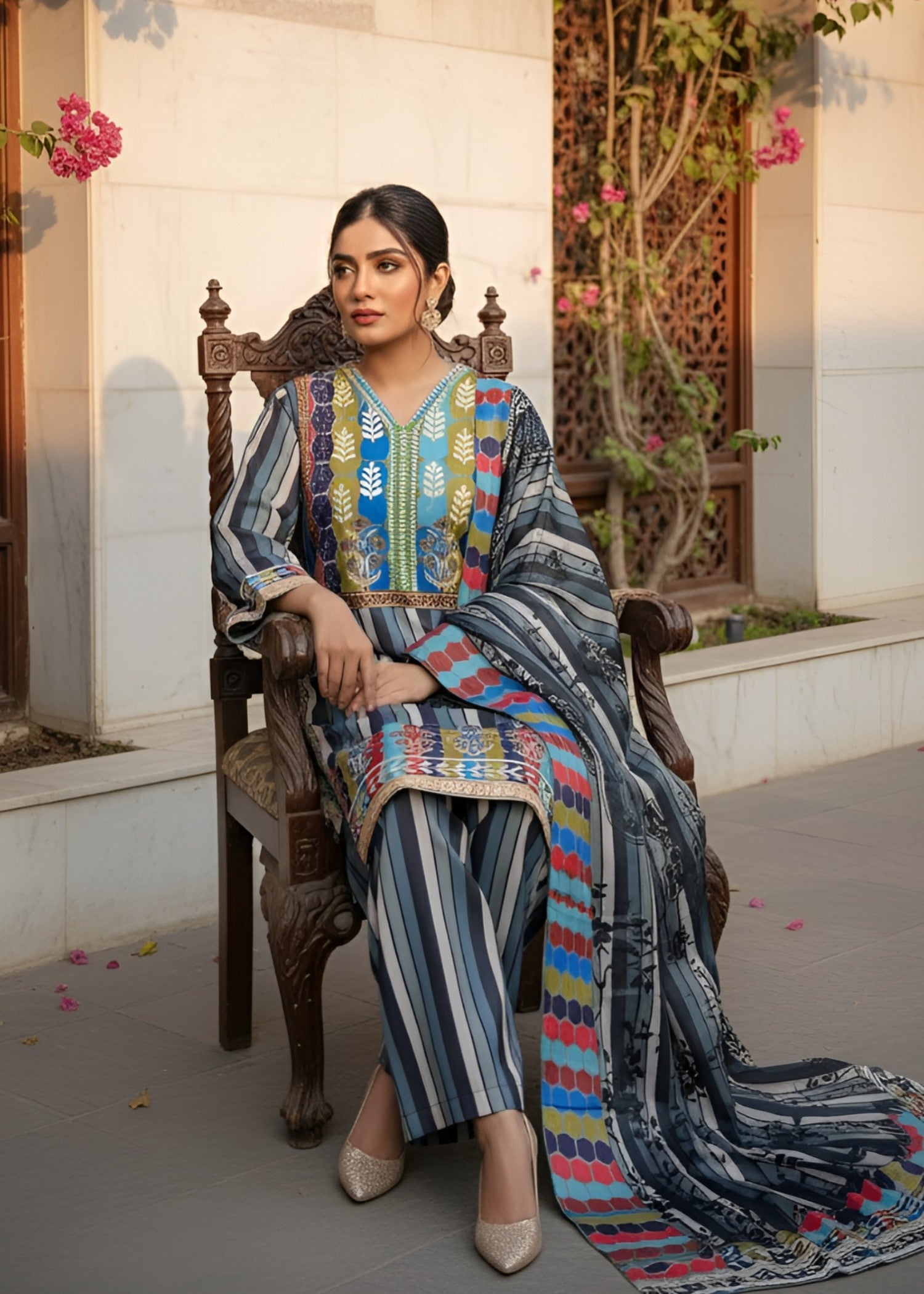 corduroy Kurta Set in Multi