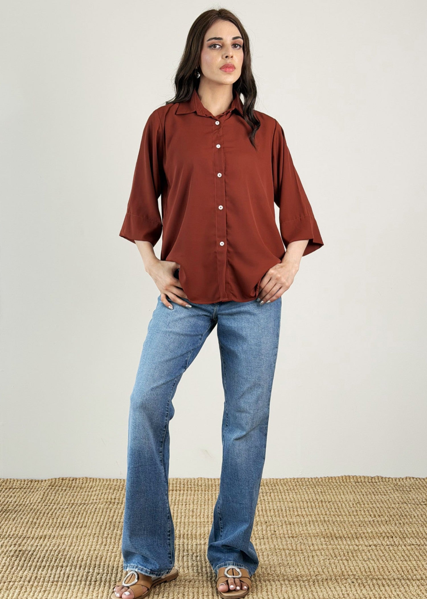 georgette Top in Rust orange