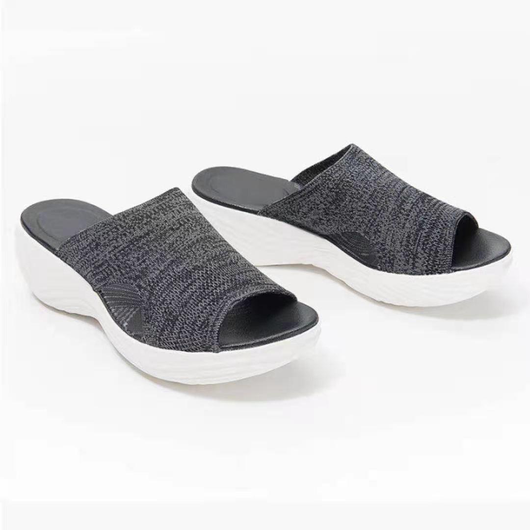 Women's Casual Fly Woven Upper Lightweight Platform Sandals And Slippers