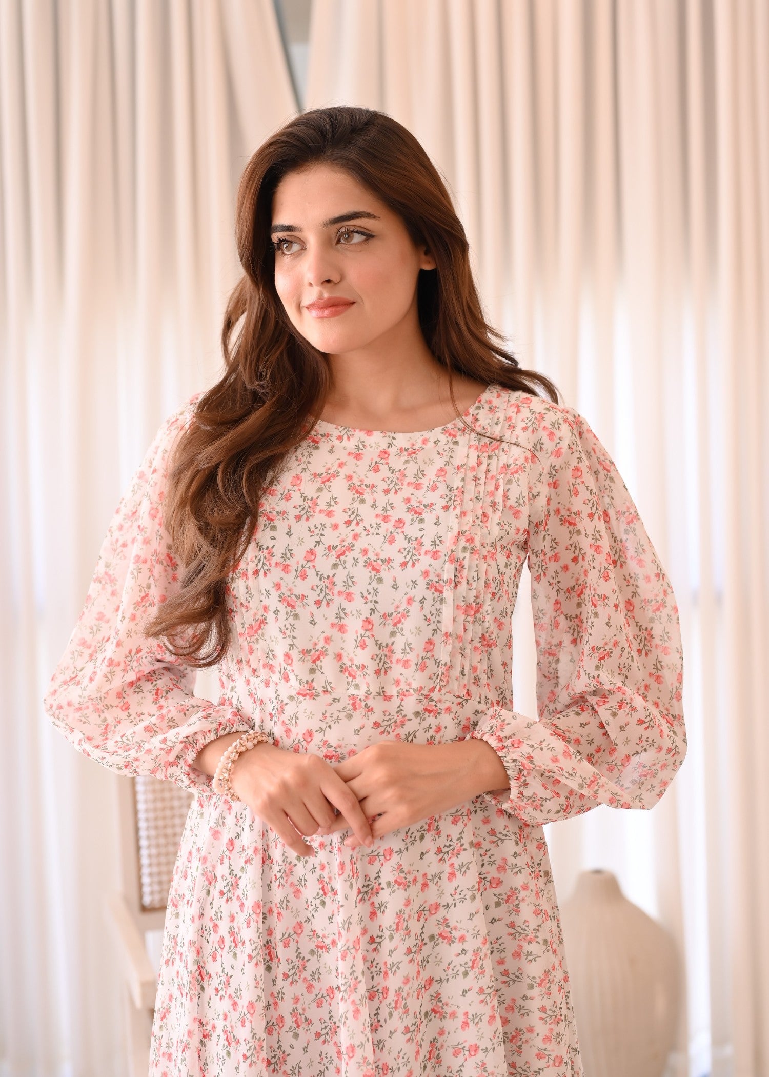 chiffon Dress in White