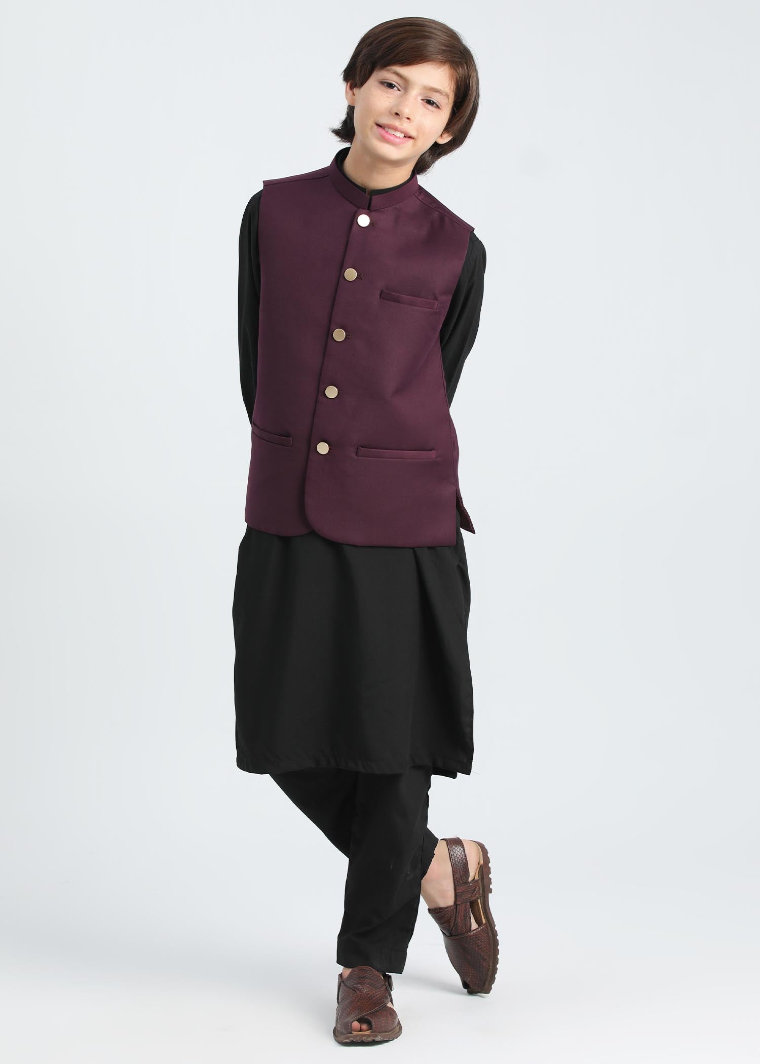 suiting Waistcoat in Purple, black