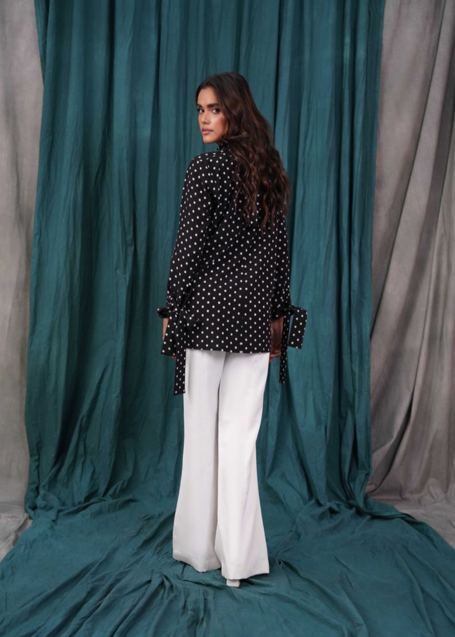 polycotton Top in Black, white