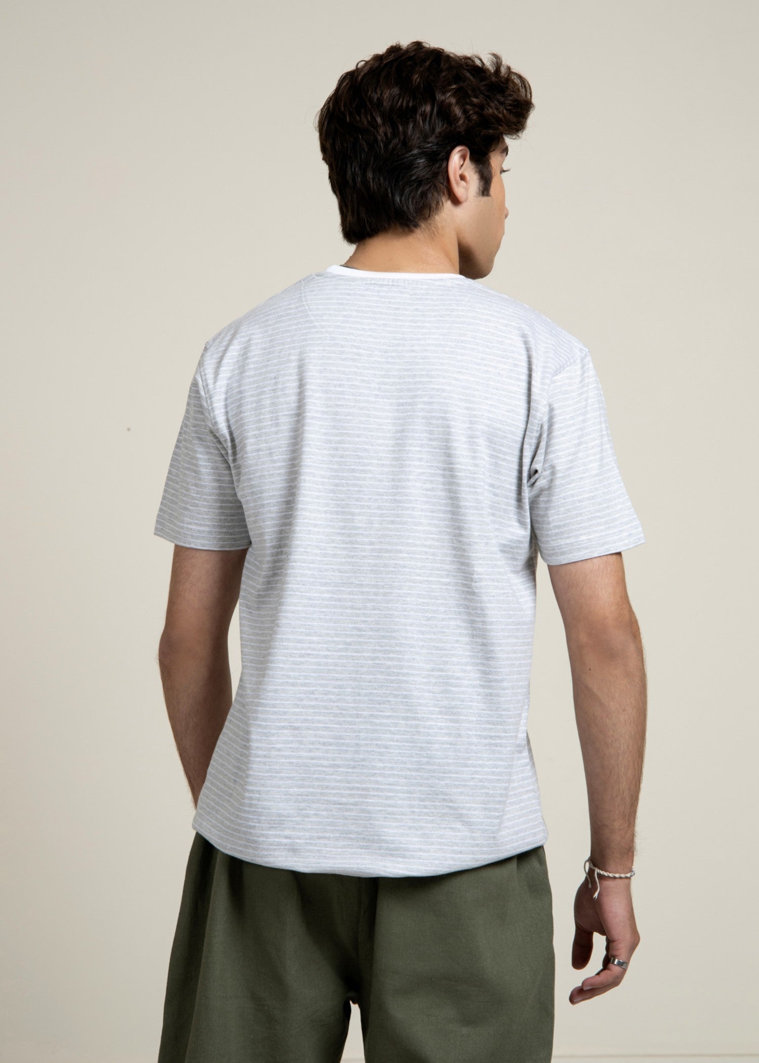 cotton jersey T Shirt in White, light grey