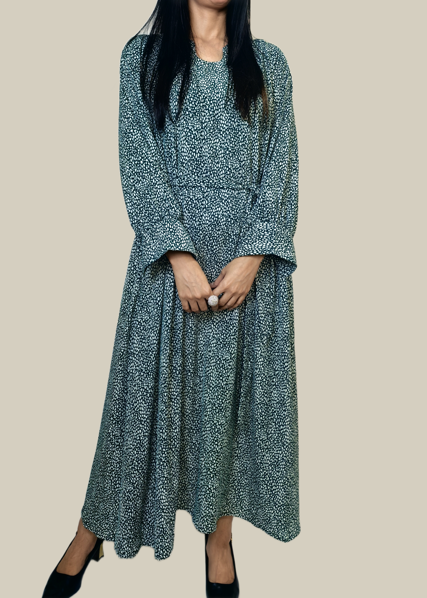 georgette Maxi in Jungle green