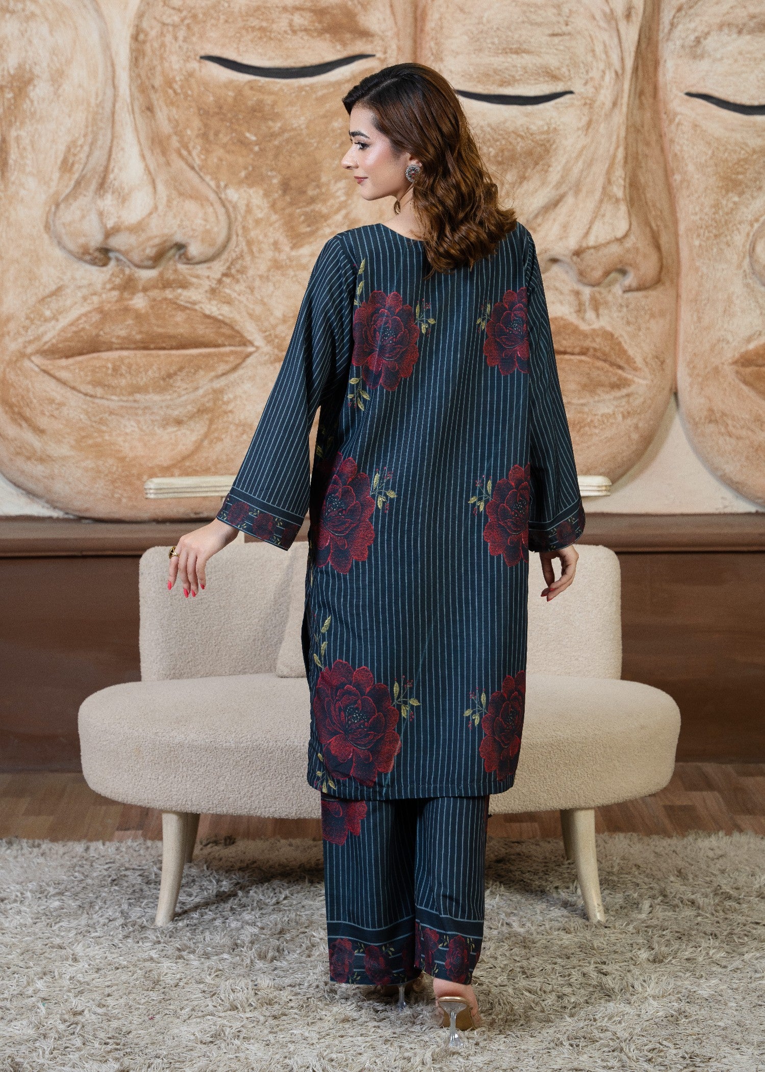 poly viscose Co Ord Sets in Navy blue, maroon