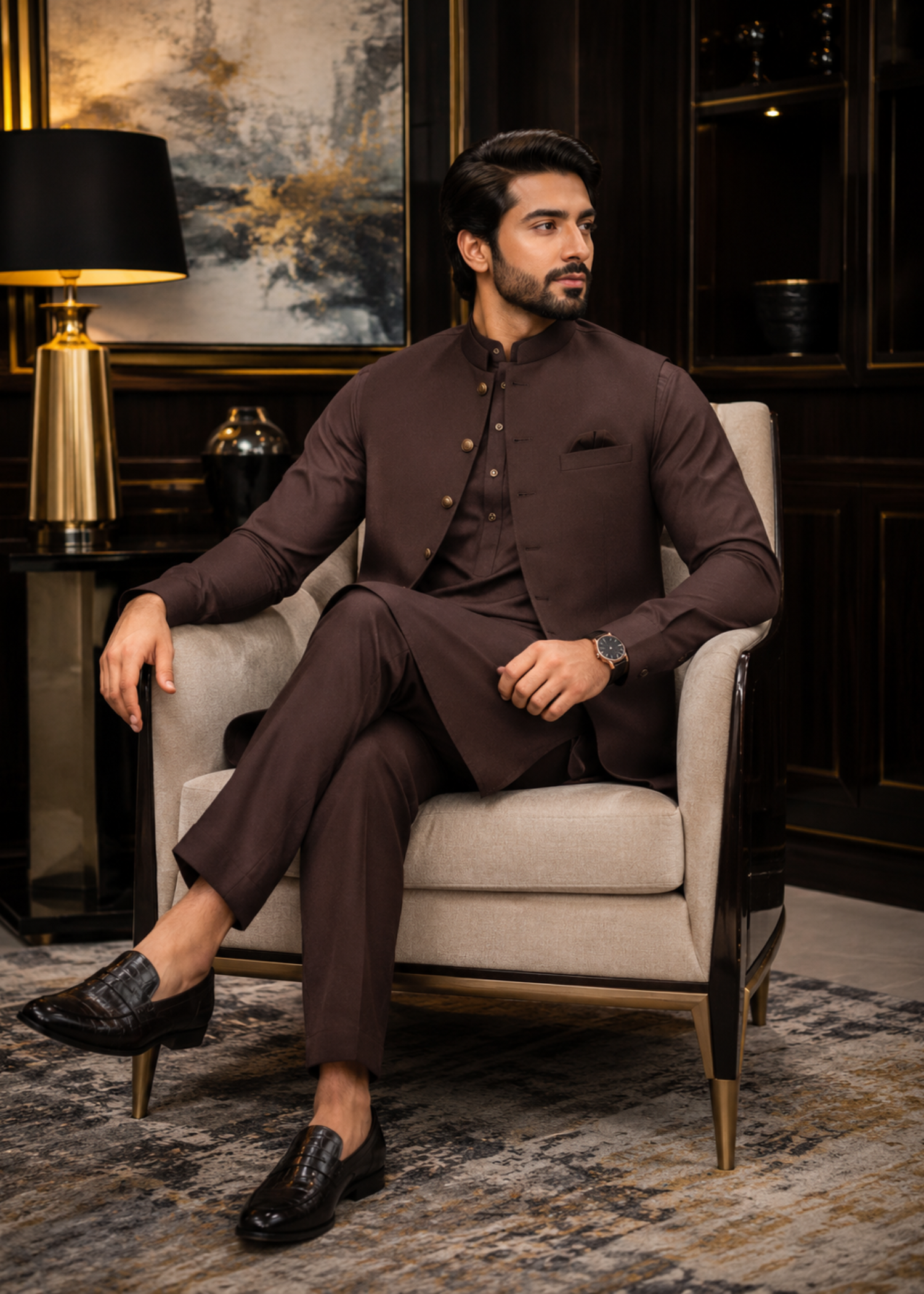 wash & wear Waistcoat in Raisin